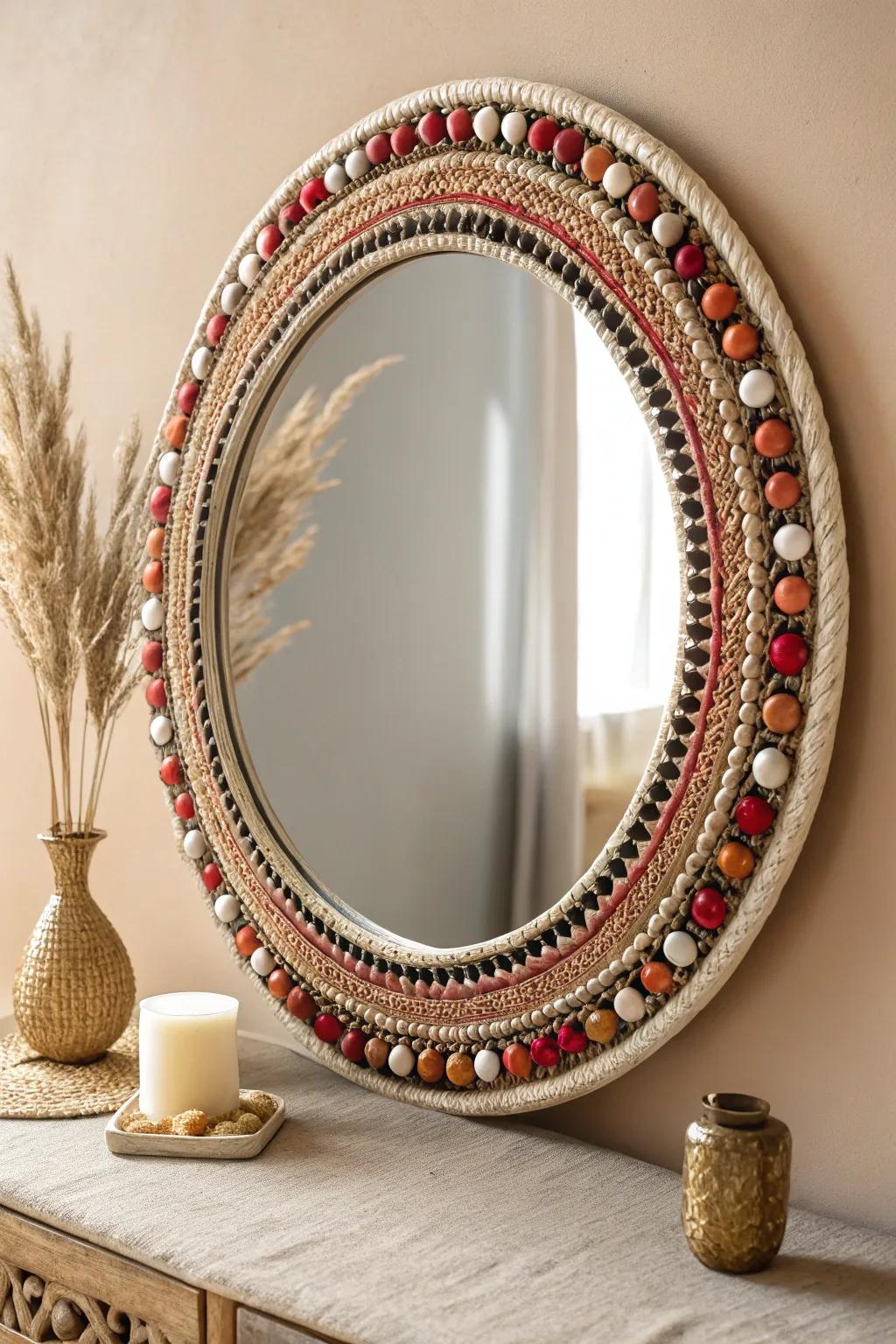 Elevate your area with a bead-enhanced reflector—an ideal fusion of striking colors and minimalist elegance.
