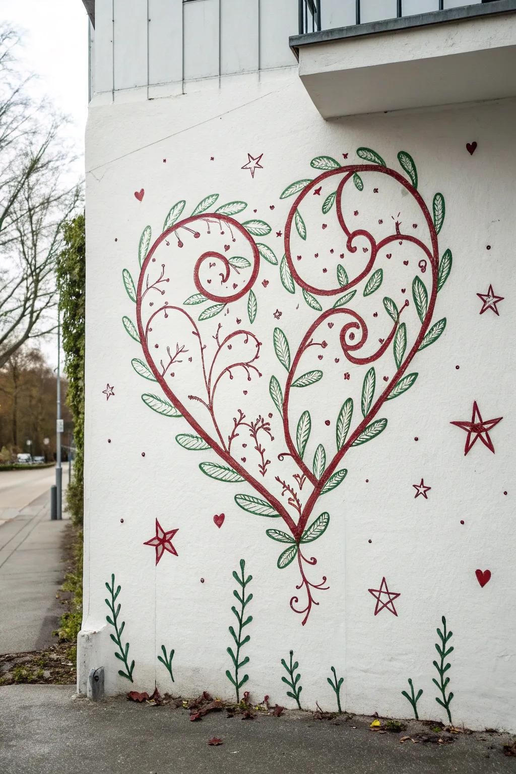 Transform the classic heart with mesmerizing climbing plants and stars for a dash of whimsy and refinement.