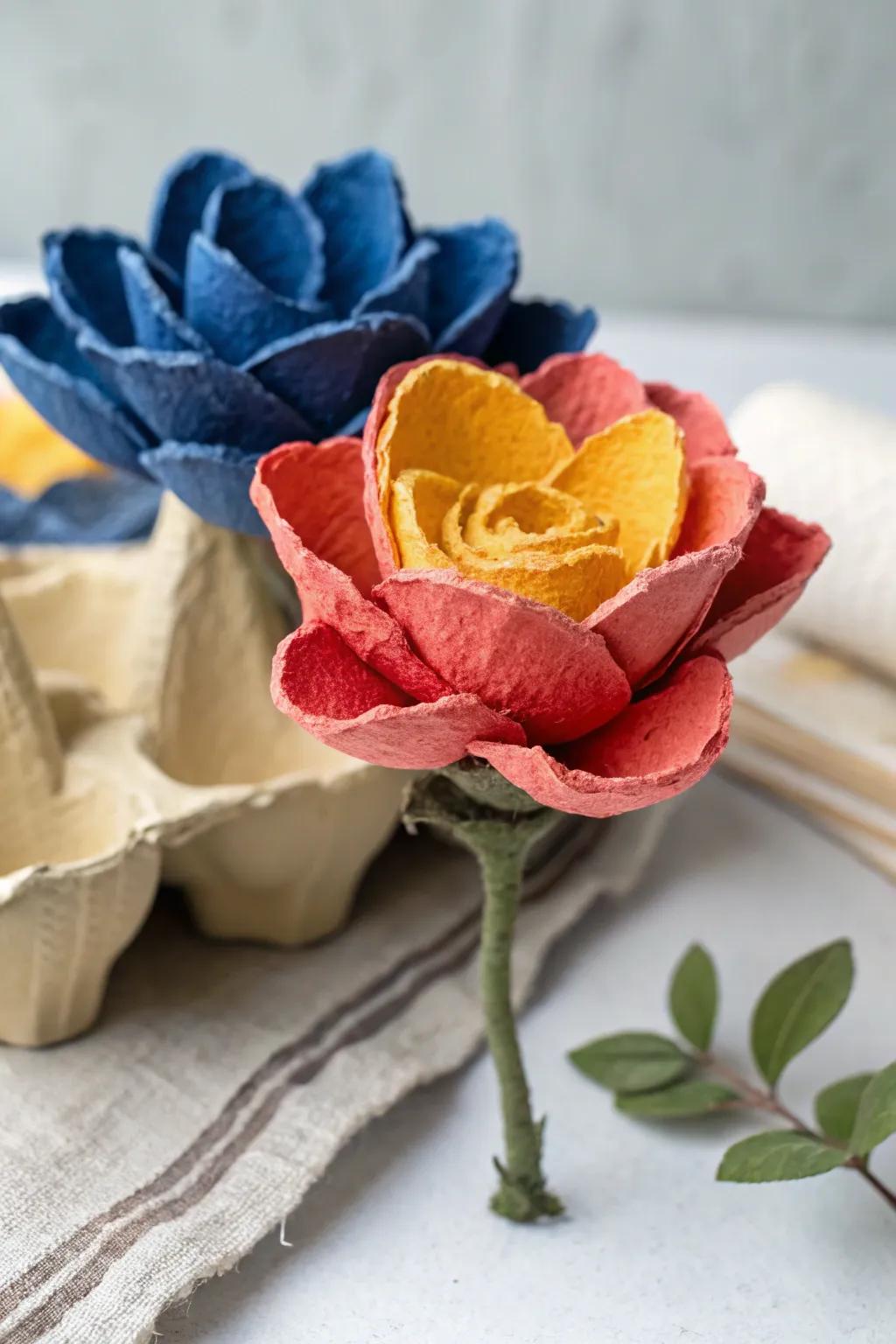 Transforming waste into wonder: A beautiful ovoid container blossom for your minimalist decor.