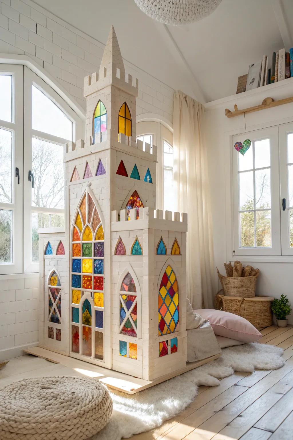 Transform your ambiance via enchanting vitreous simulated panes, saturating your chamber with hue and enchantment.