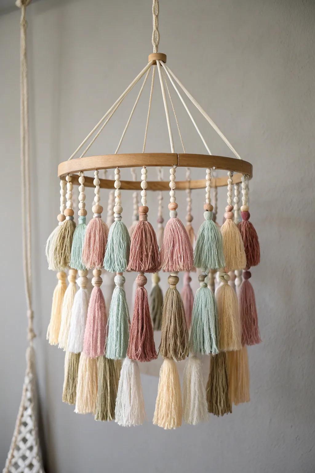Brighten your setting with a handcrafted boho fringe light fixture, merging simplicity with a splash of color.
