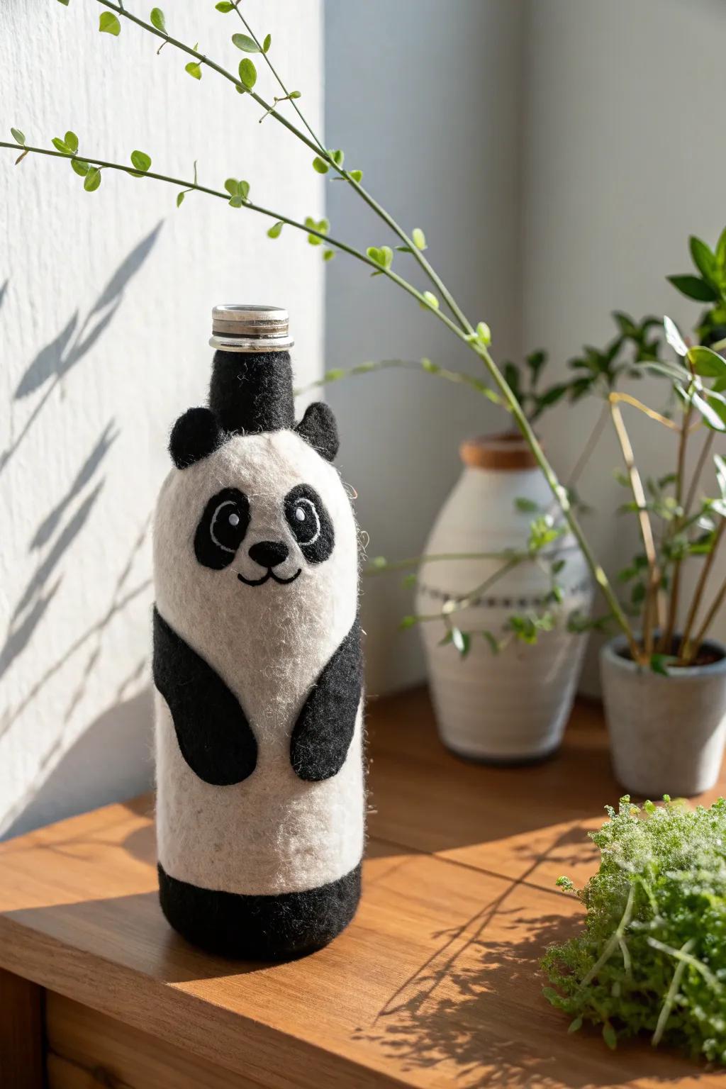 Say hello to your new desk friend! This lovely bottle panda gives your workstation a fun, natural, and minimalist feel.