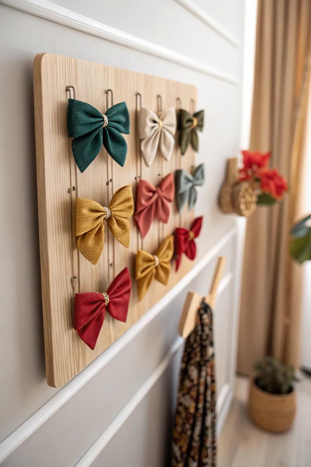 Arrange with flair: Magnetic mount ribbon display that combines modern elegance with bohemian style.