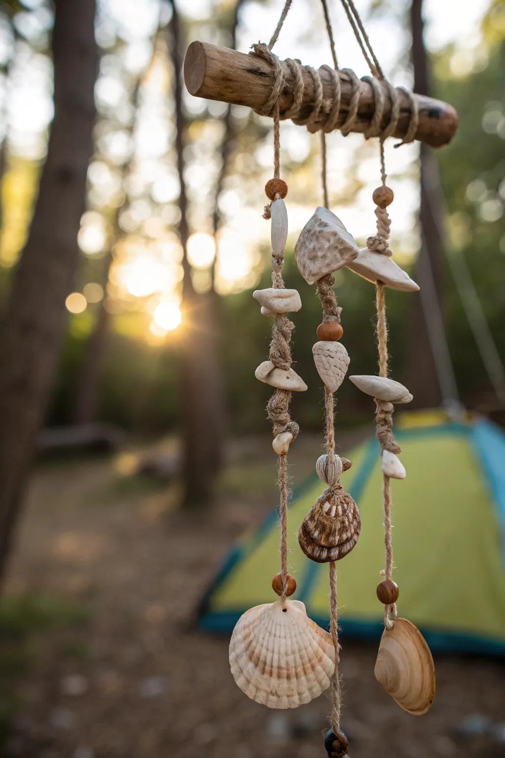 Nature's Aria: Capture the essence of your campsite with a breezy melody maker crafted from found treasures.
