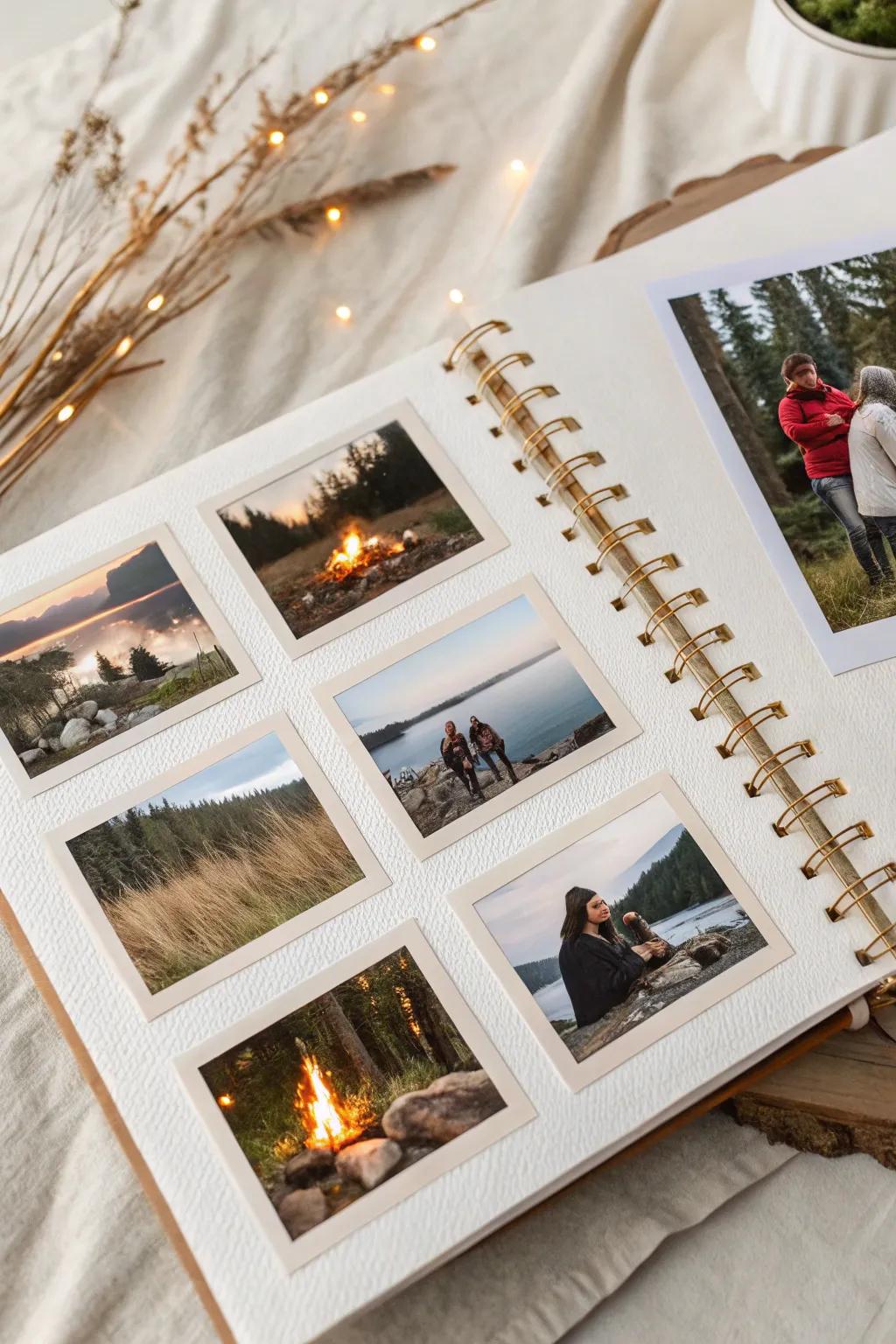 Capture your camping memories in a minimalist scrapbook collage that tells your adventure story with style and warmth.
