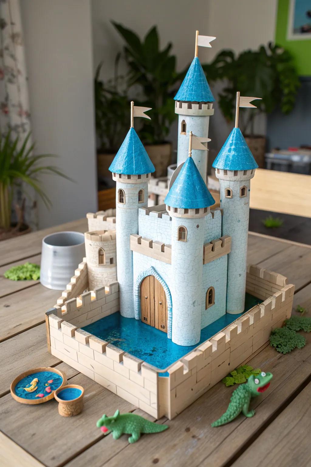 Unleash your progeny's ingenuity via this captivating DIY cardboard citadel and its audacious miniature encirclement!