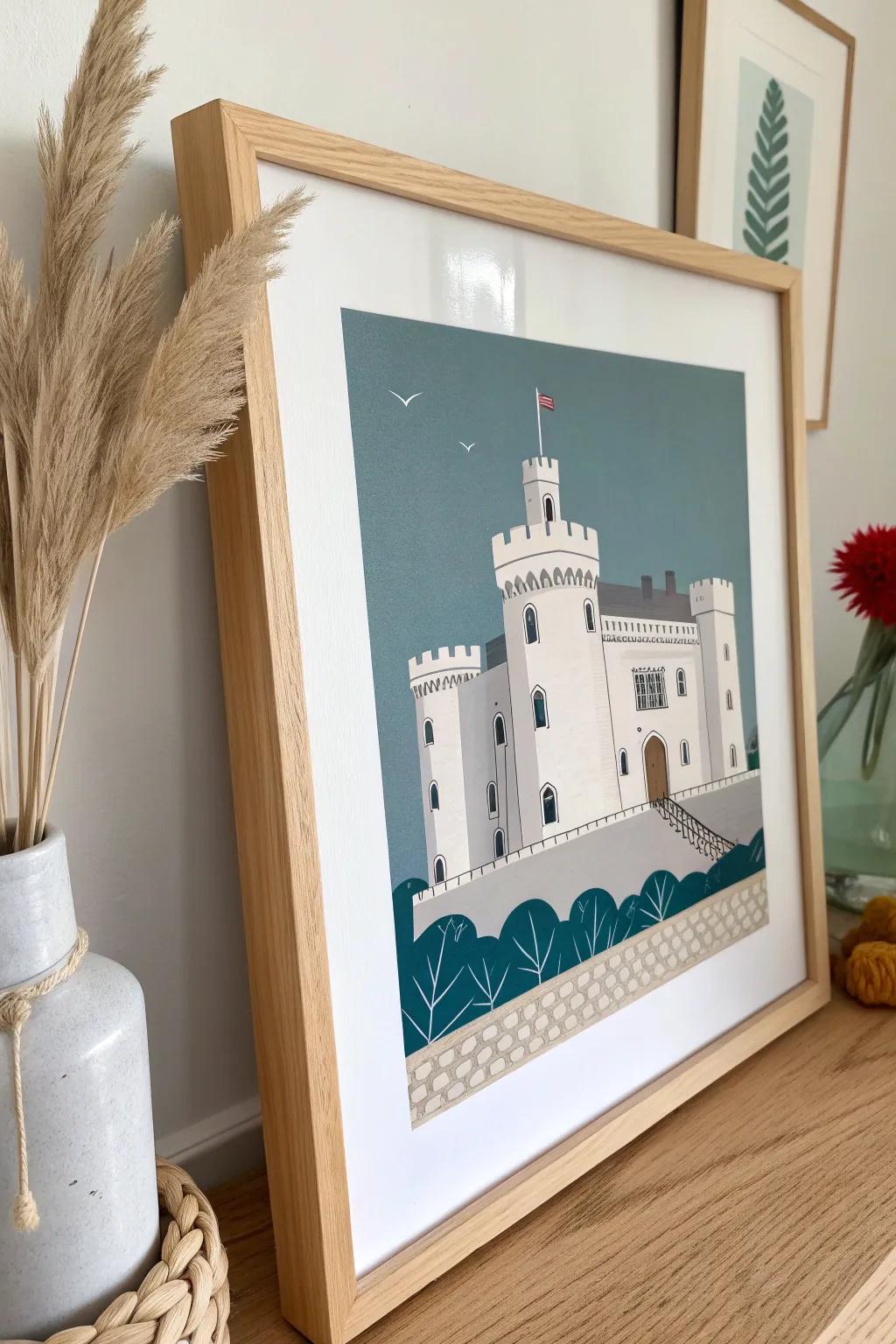 Embrace elegance with a contemporary minimalist castle artwork that conveys unpretentiousness and audacious splendor to your ambiance.