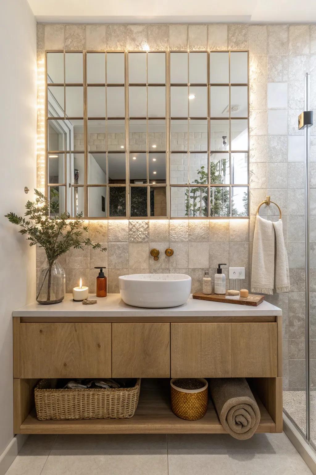 Transform your space with the timeless elegance of mirrored tiles. Perfect for a modern, minimalist touch.