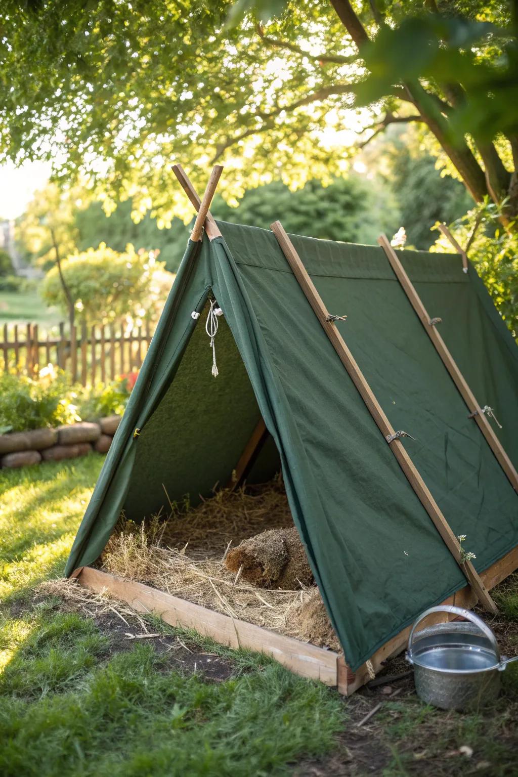Enhance your backyard with a charming outdoor canvas brooder—where style meets functionality.