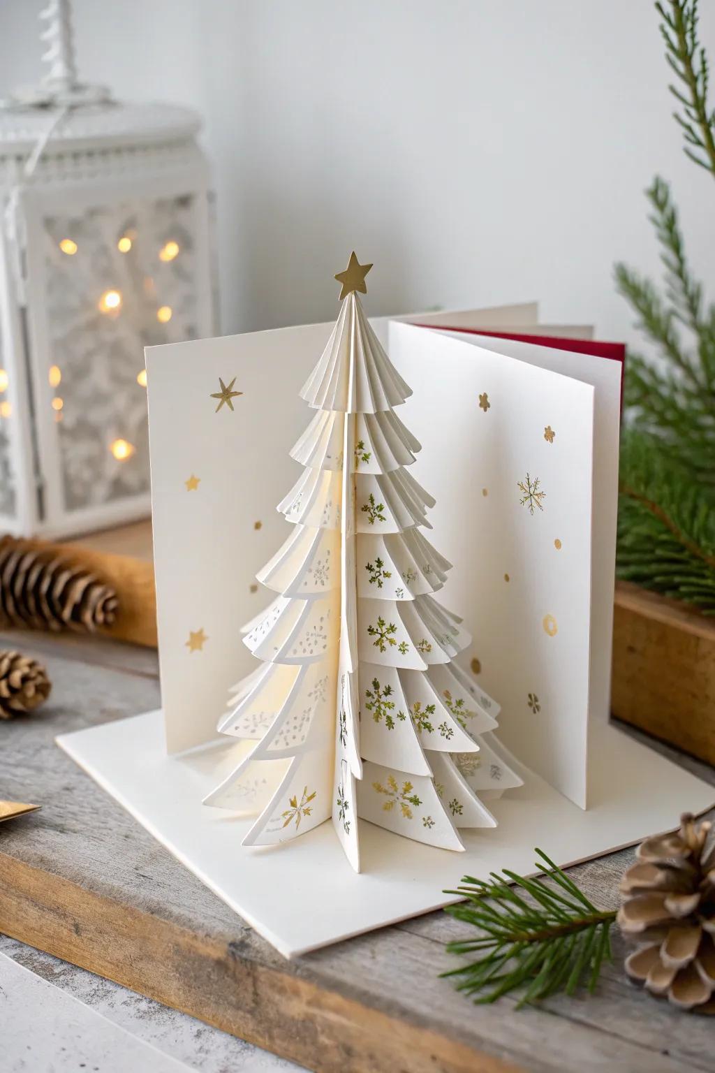Uncover the art of festive surprises with this captivating spring-up Christmas tree card - where simplicity encounters magic!