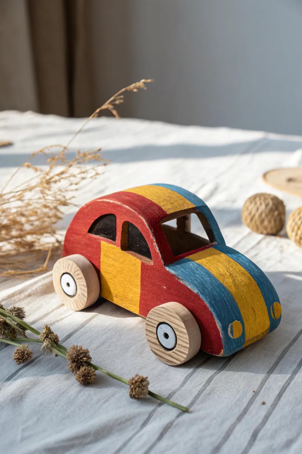 Embark on a journey of merriment and ingenuity with this charming handmade jester vehicle, perfect for eco-minded craft aficionados!