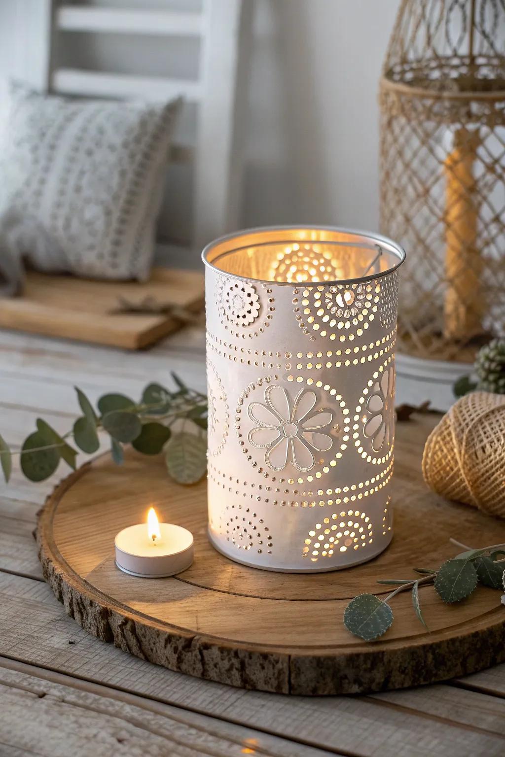 Illuminate your evenings through captivating repurposed metal container luminaries, wherein simplicity converges with artistry.