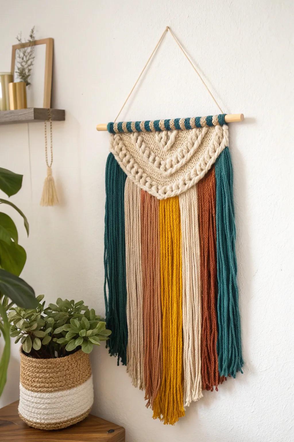 Transform your space with a hint of bohemian elegance—discover the art of crafting a stunning textile wall decor.