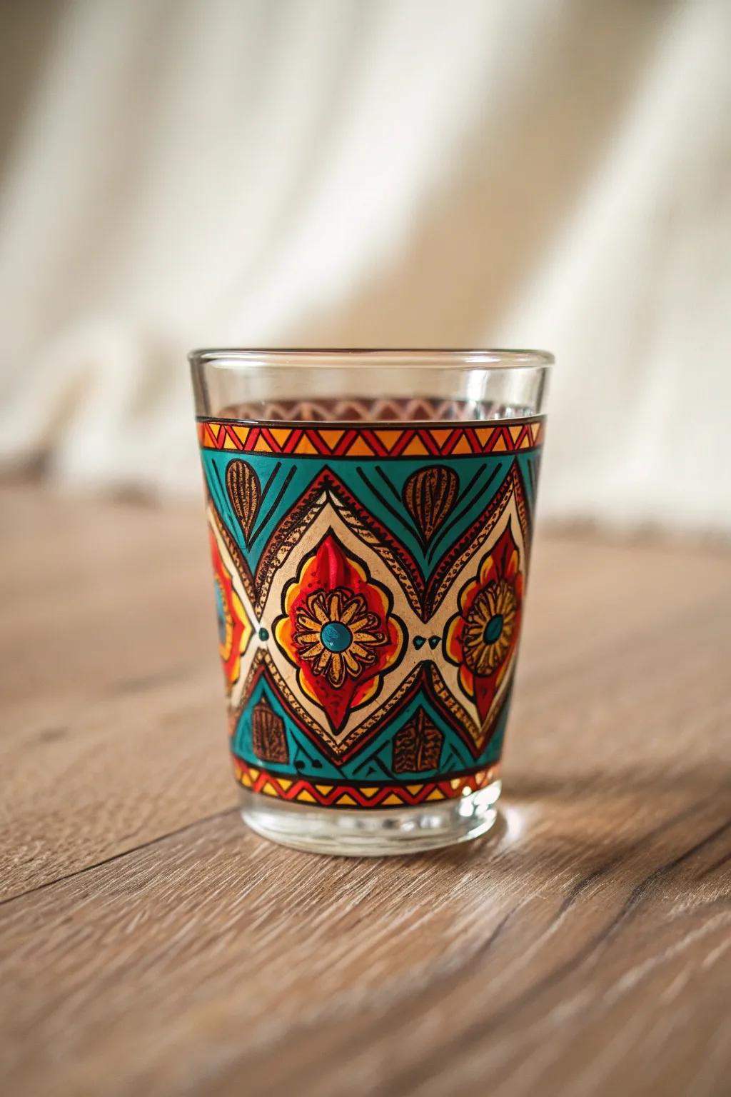 Elevate your crafting with a hint of bohemian charm on classic small glasses!
