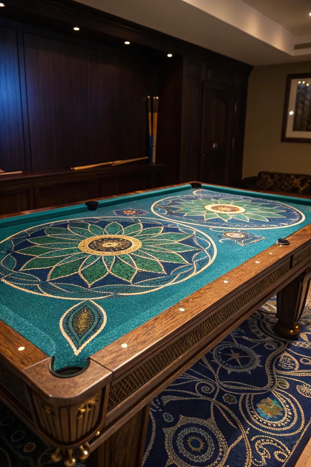Transform your game room with an artisanal touch: a billiards table felt that sparks conversation and admiration.