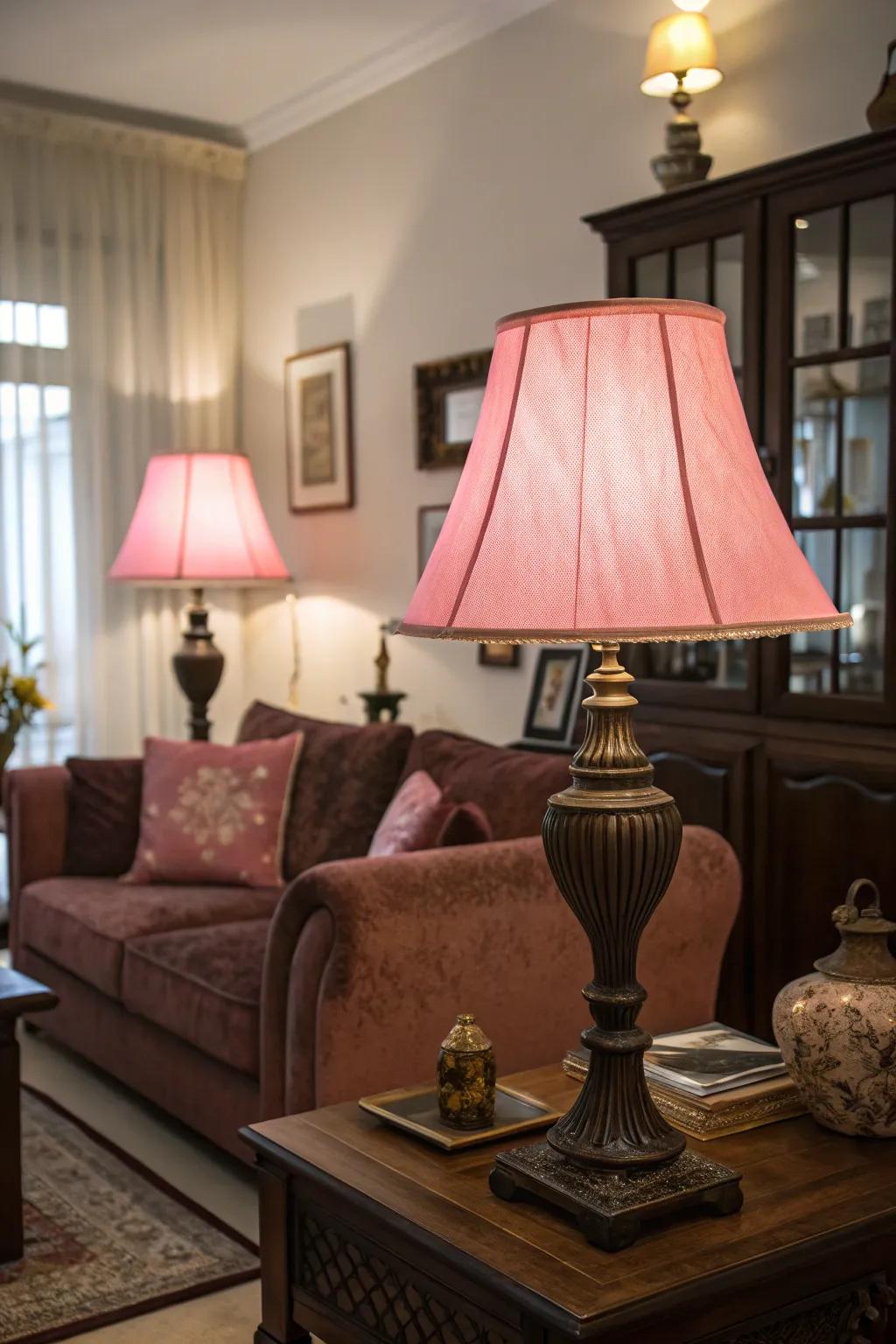 Subtle rose lighting features crafting a warm luminescence.