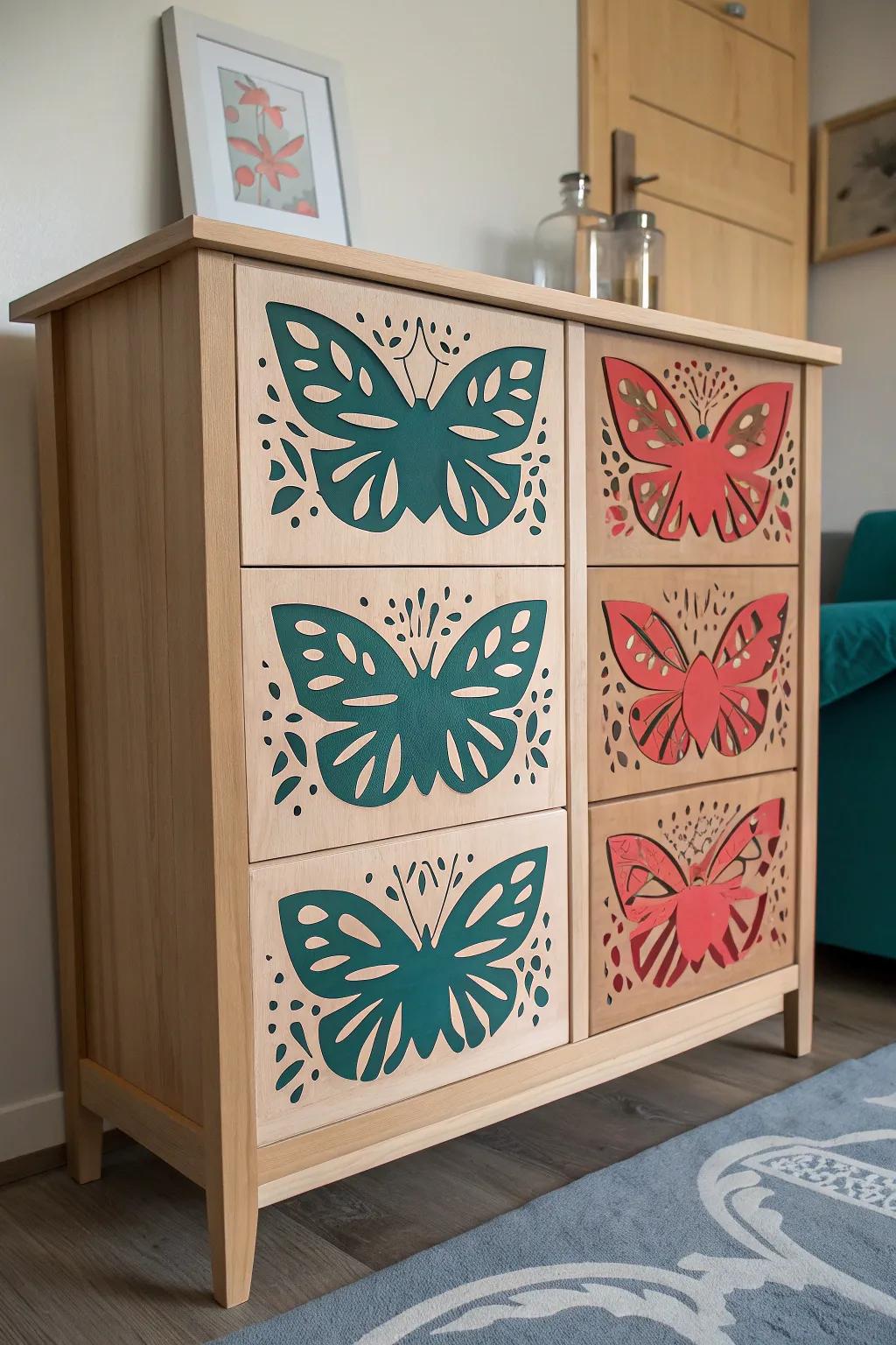 Transform your space with a touch of whimsy—bring spring indoors with this butterfly-themed dresser.