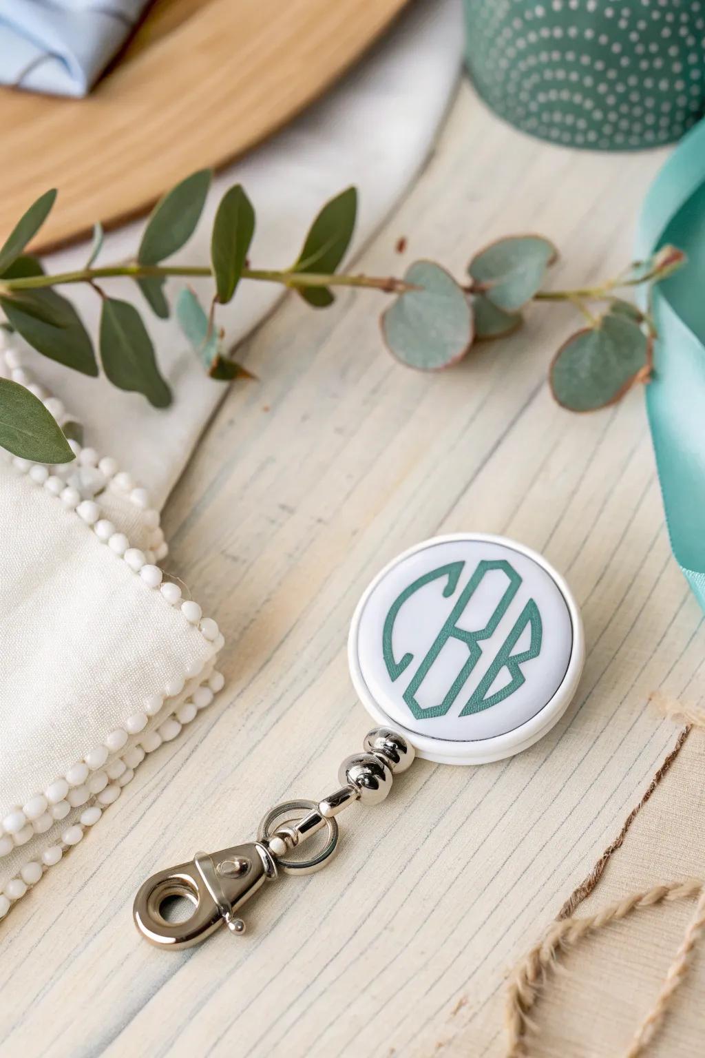 Imbue your daily attire with a personalized nuance with a refined monogrammed badge reel—where simplicity converges with audacious elegance!