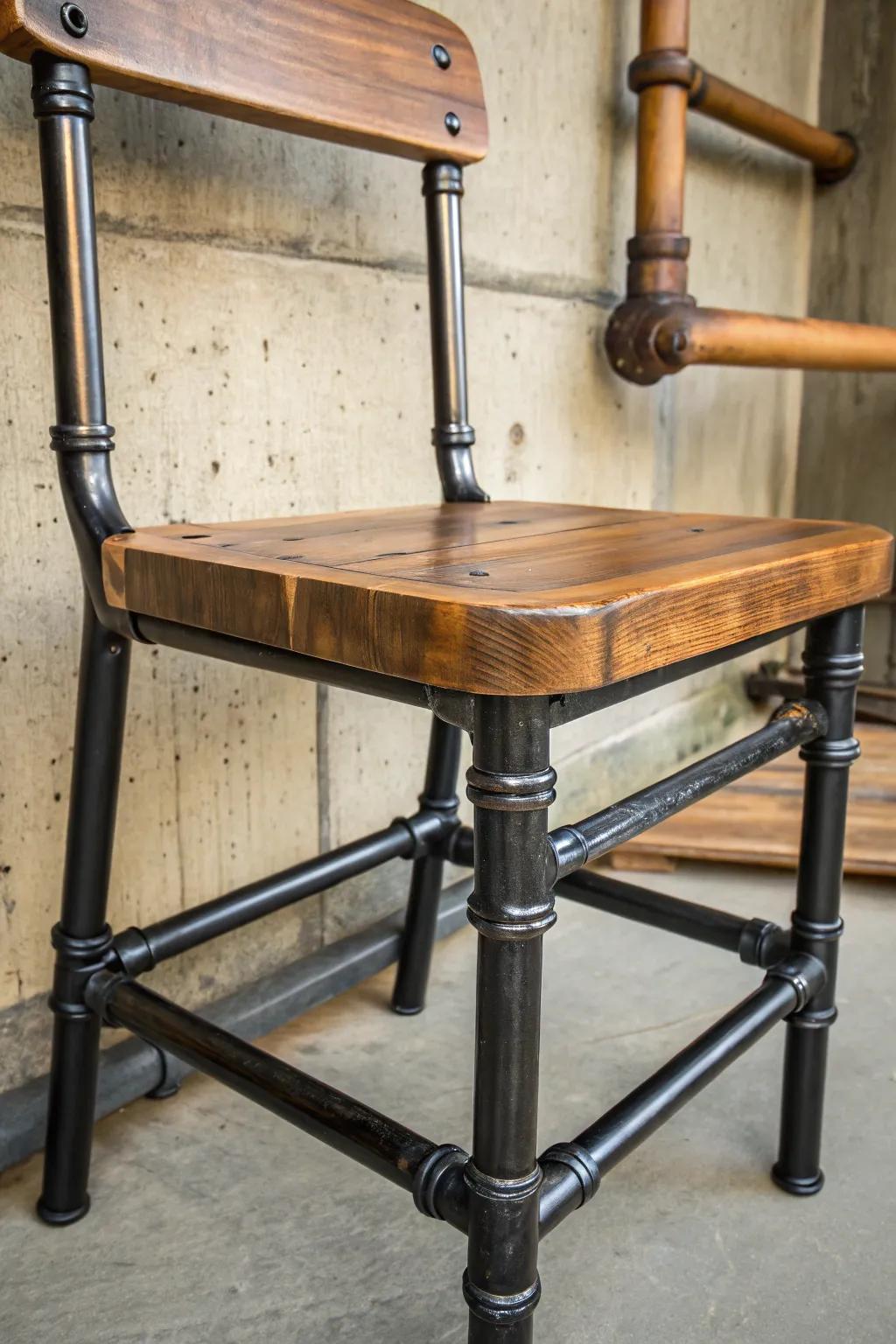 Enhance your space with this hand-fashioned metalwork chair that blends urban sharpness with artistic allure.