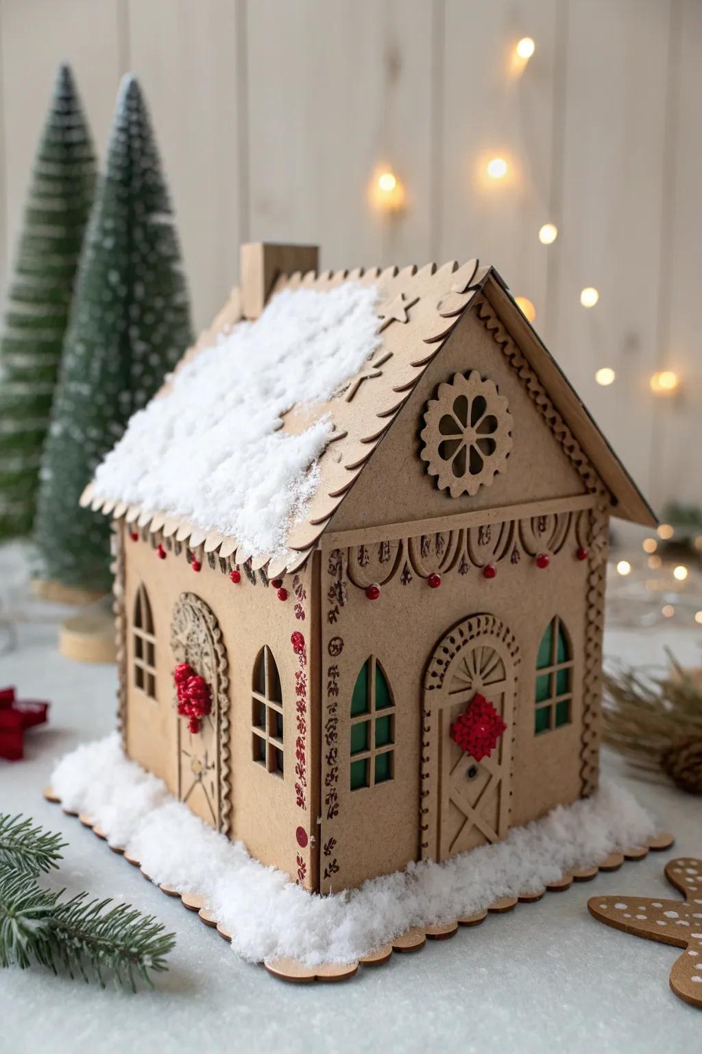 Transform everyday materials into a charming Christmas hamlet centerpiece with this minimalist DIY project!