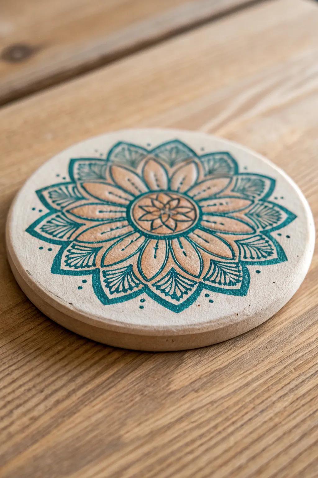 Enhance your table arrangement with handcrafted pressed clay coasters—simple elegance with a personal element.