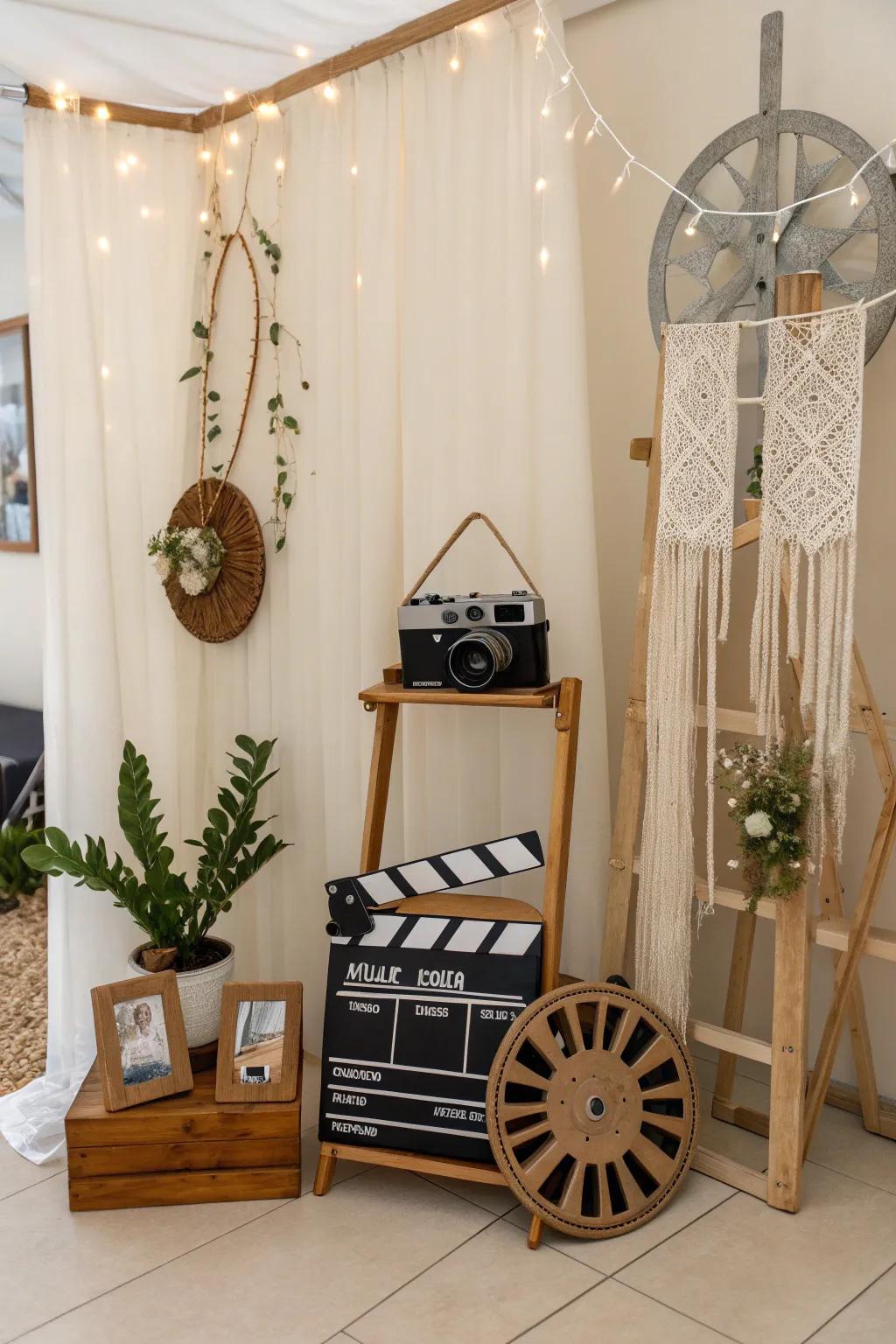 Capture the magic of movie night with a chic, minimalist portrait booth!