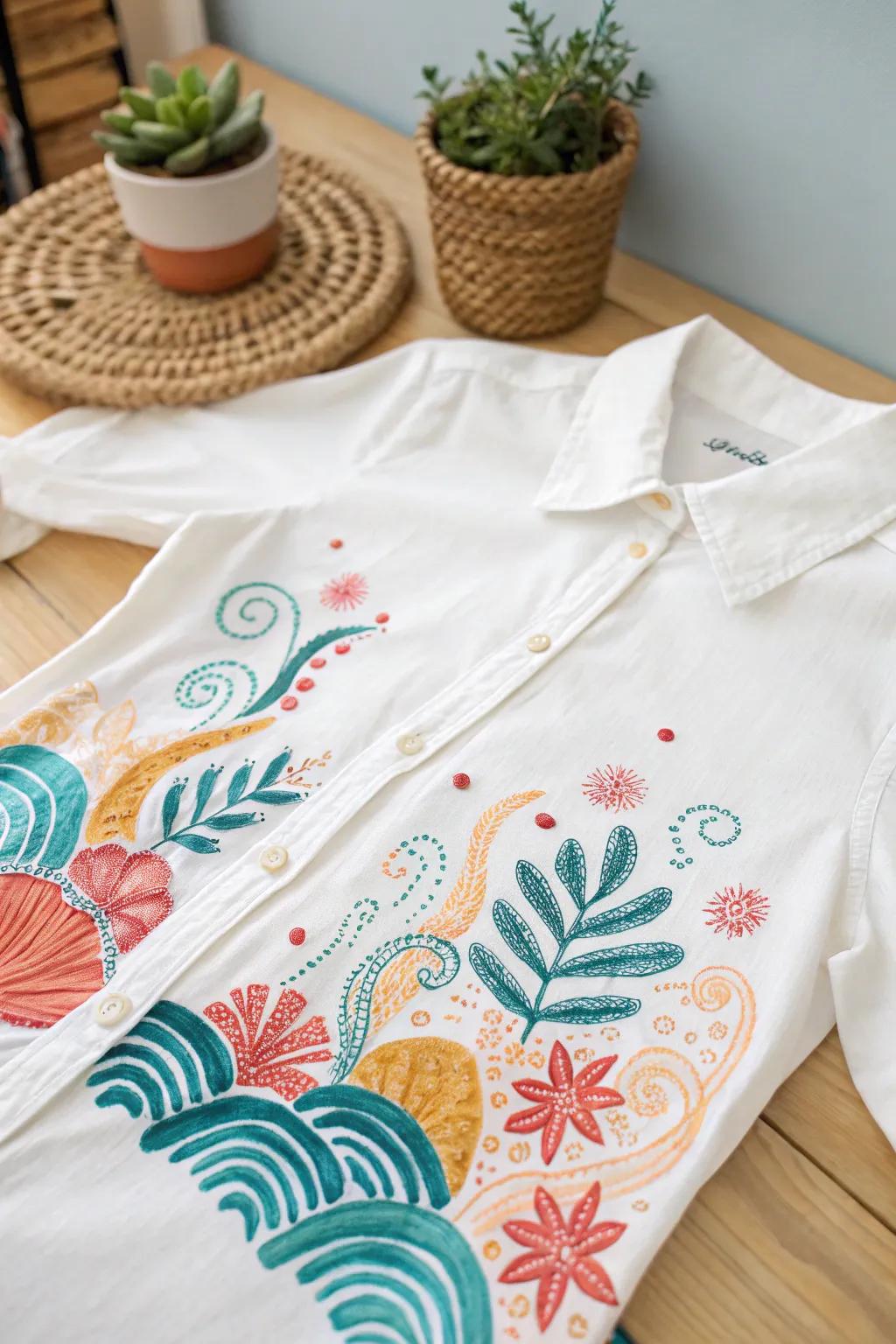 Transform your plain tee into a work of art with indelible marker and solvent art—where minimalist grace meets bold creativity!