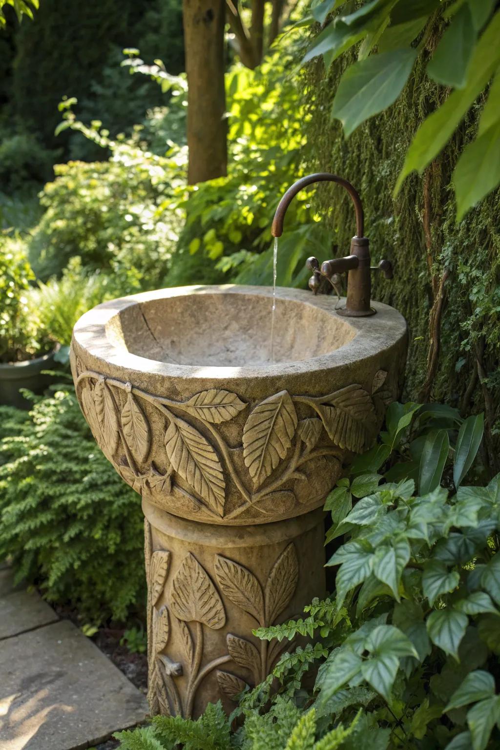 Elevate your area with a garden-inspired basin that seamlessly integrates nature and artistry.