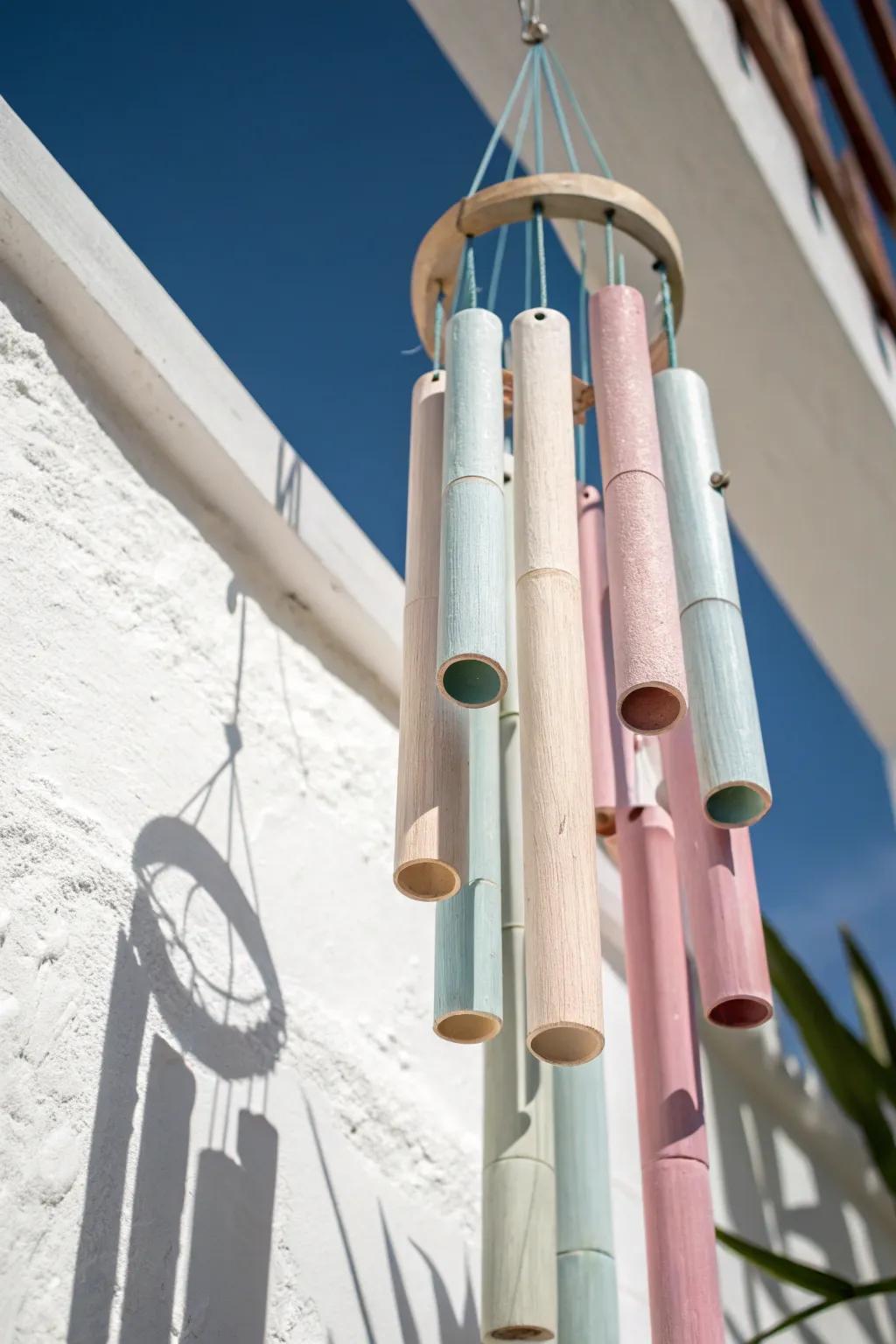 Embrace tranquility with these breathtaking bamboo wind chimes, where simplicity merges with grace in every breeze.