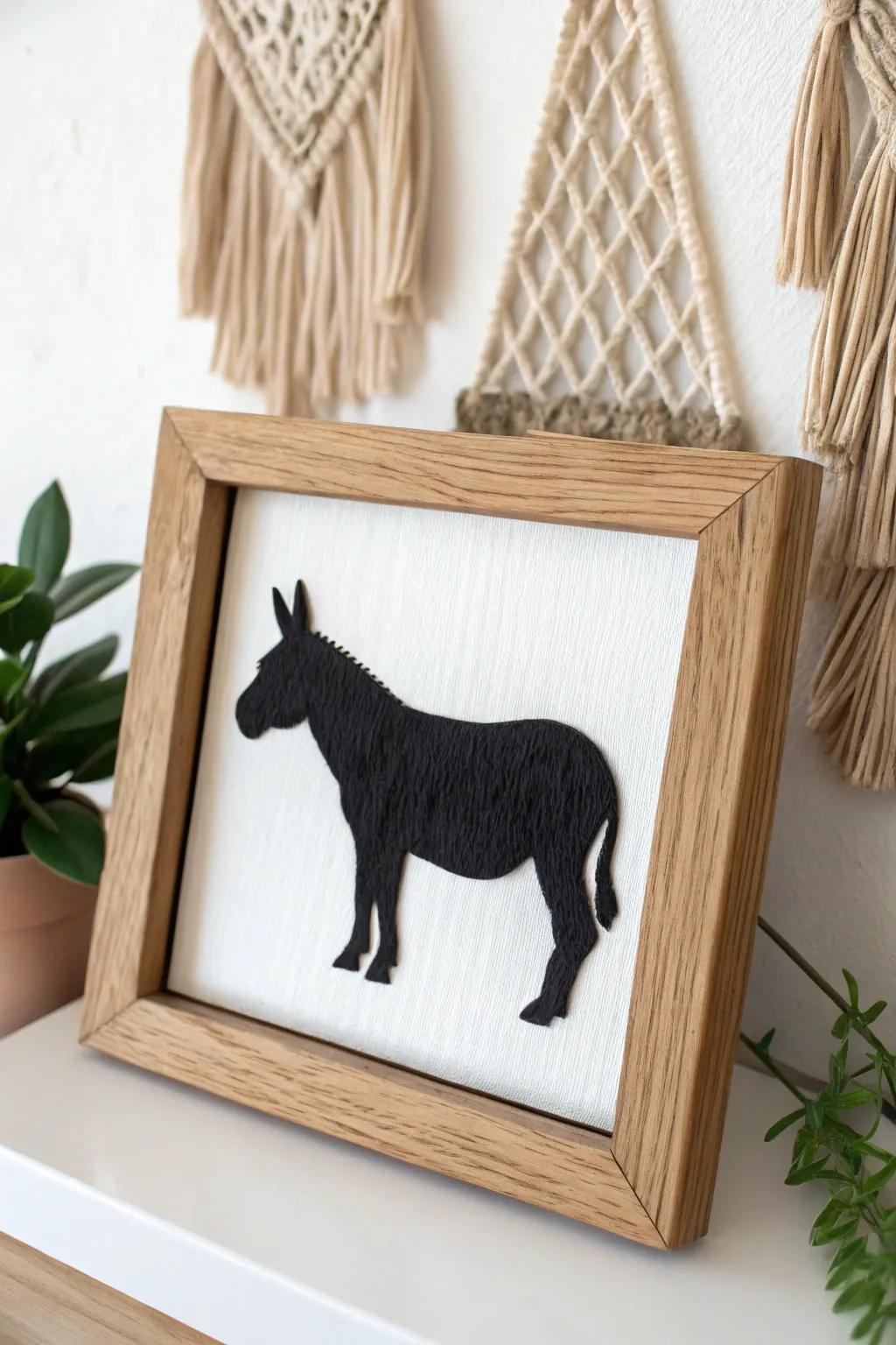Extol unpretentiousness and refinement with this chic donkey silhouette artistry, impeccable for integrating a hint of minimalist allure into your dwelling.