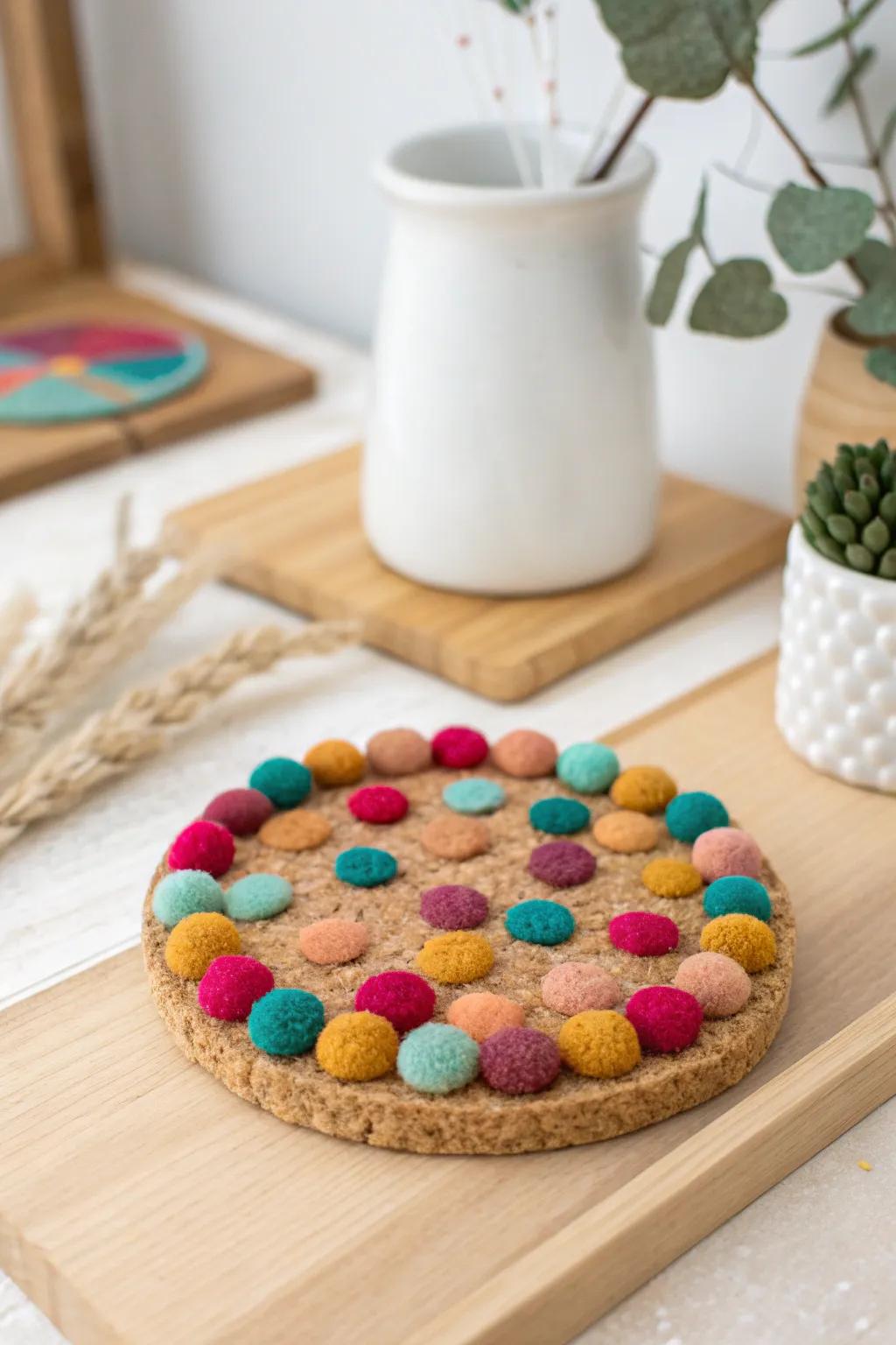 Cheer up your table with these charming soft round coasters!