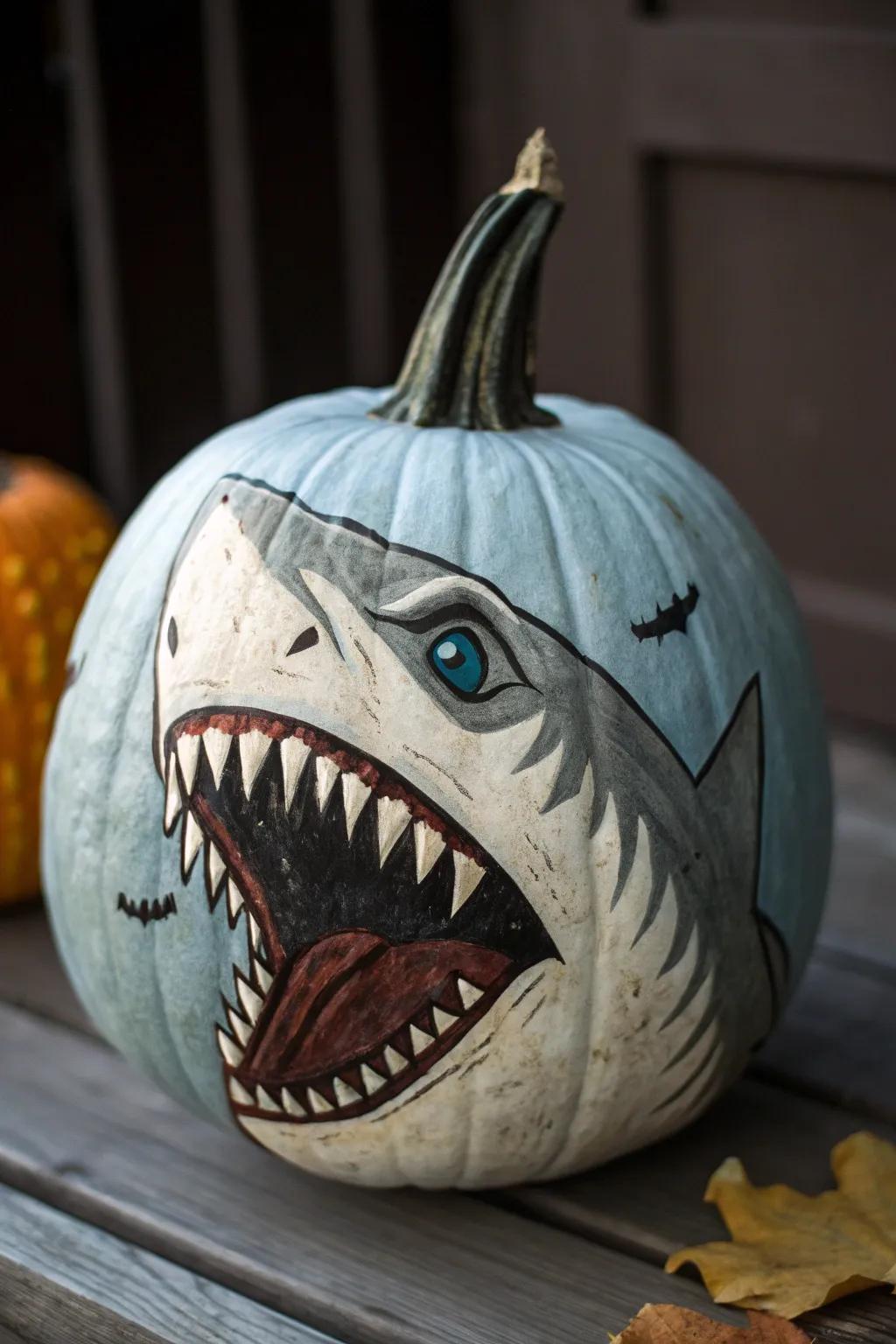 Plunge into creativity with this striking shark gourd shaping, where artistry encounters the excitement of the ocean.