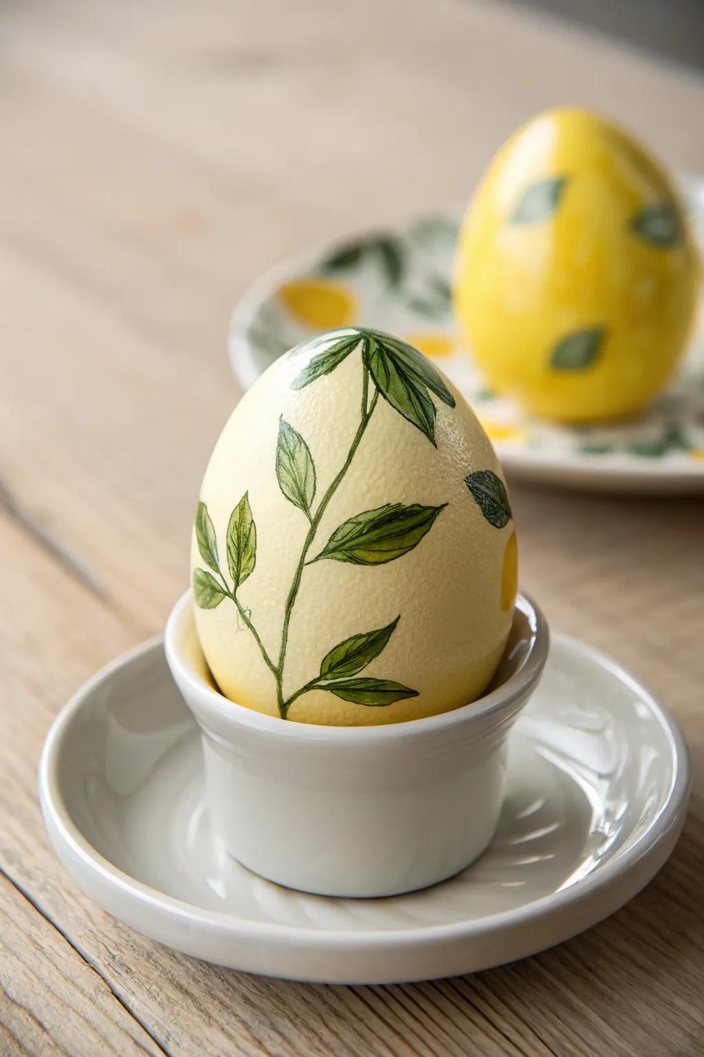 Brighten your space with a hint of citrus charm: Citrus-inspired egg artistry for a burst of sunshine.