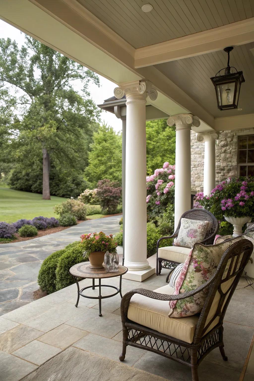 A covered landing enhances both aesthetics and functionality.