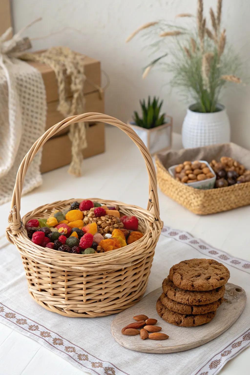 Indulge in a Nibble Nook Hamper: A scrumptious blend of nature's finest for those who appreciate the art of snacking.
