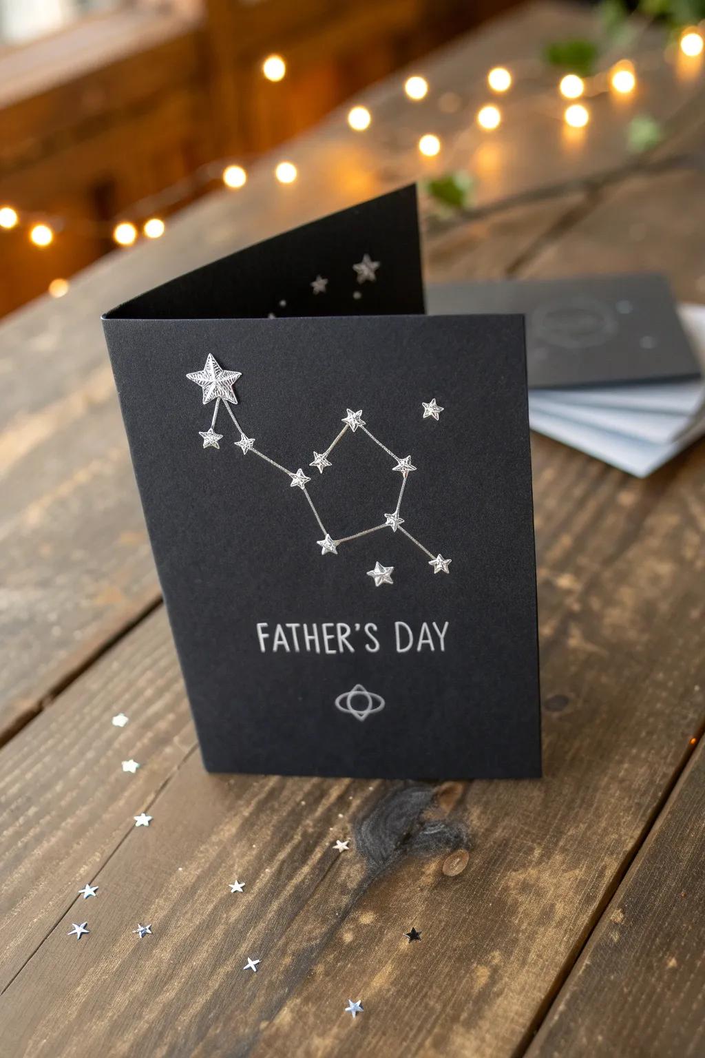 Celebrate Father's Day with a handcrafted celestial arrangement card, a tribute to the guiding beacon in your life.