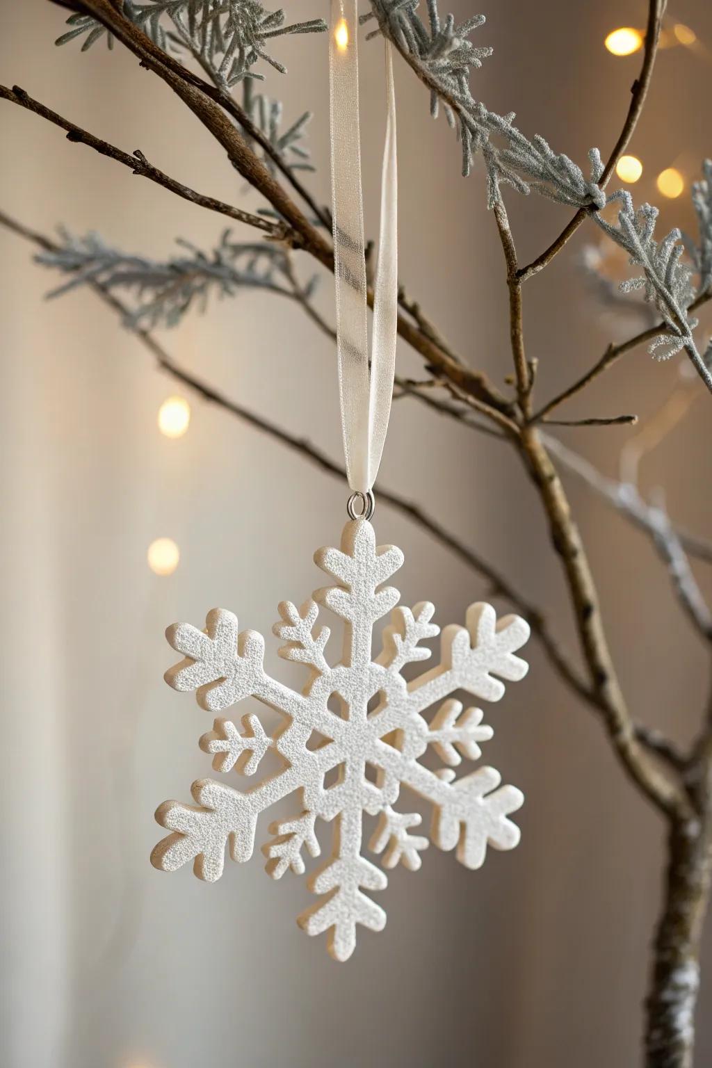 Elevate your holiday decor with the ageless refinement of self-made crafting foam snowflake baubles.