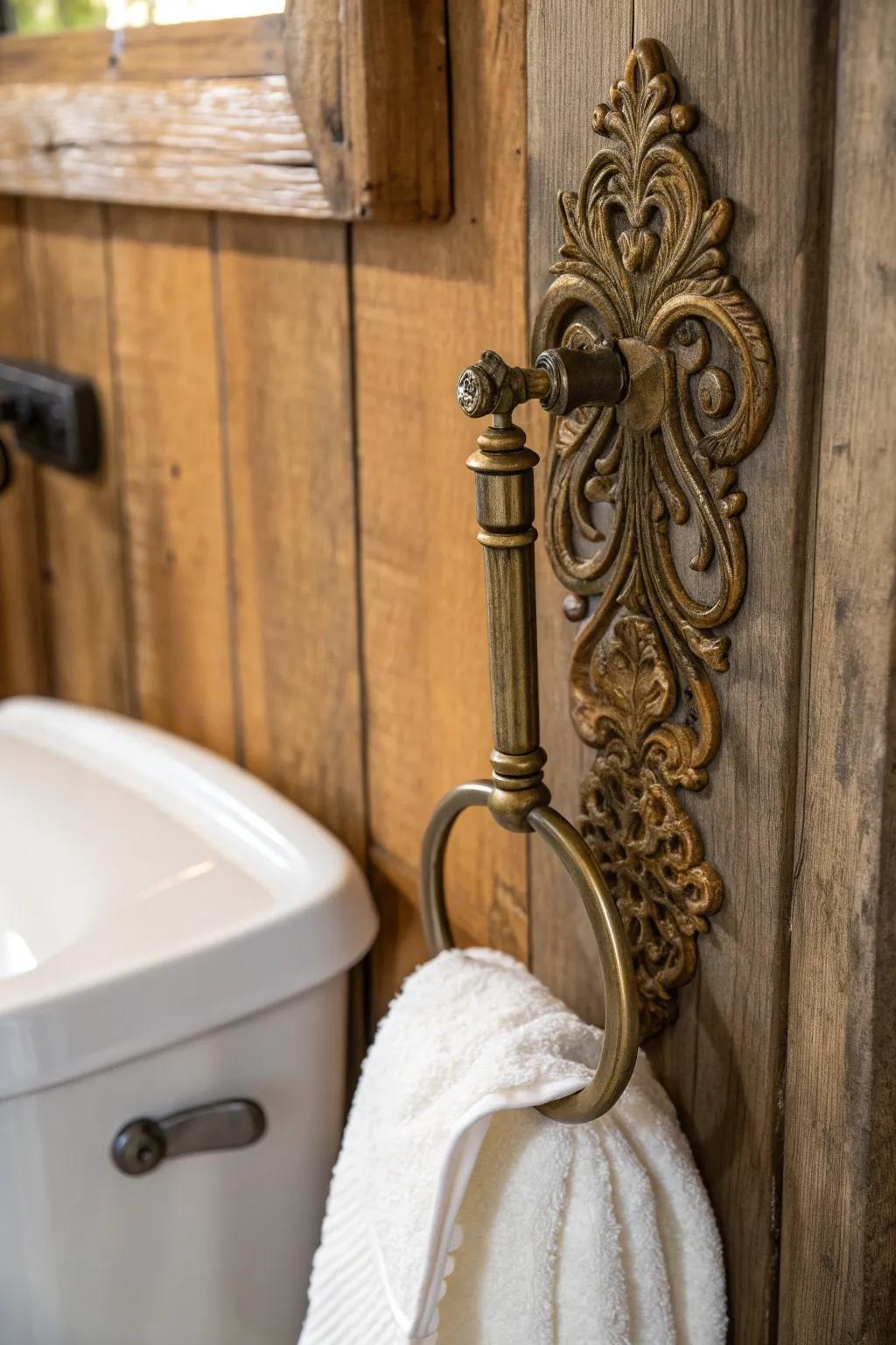 Elevate your lavatory space with timeless charm and functionality using vintage hangers.
