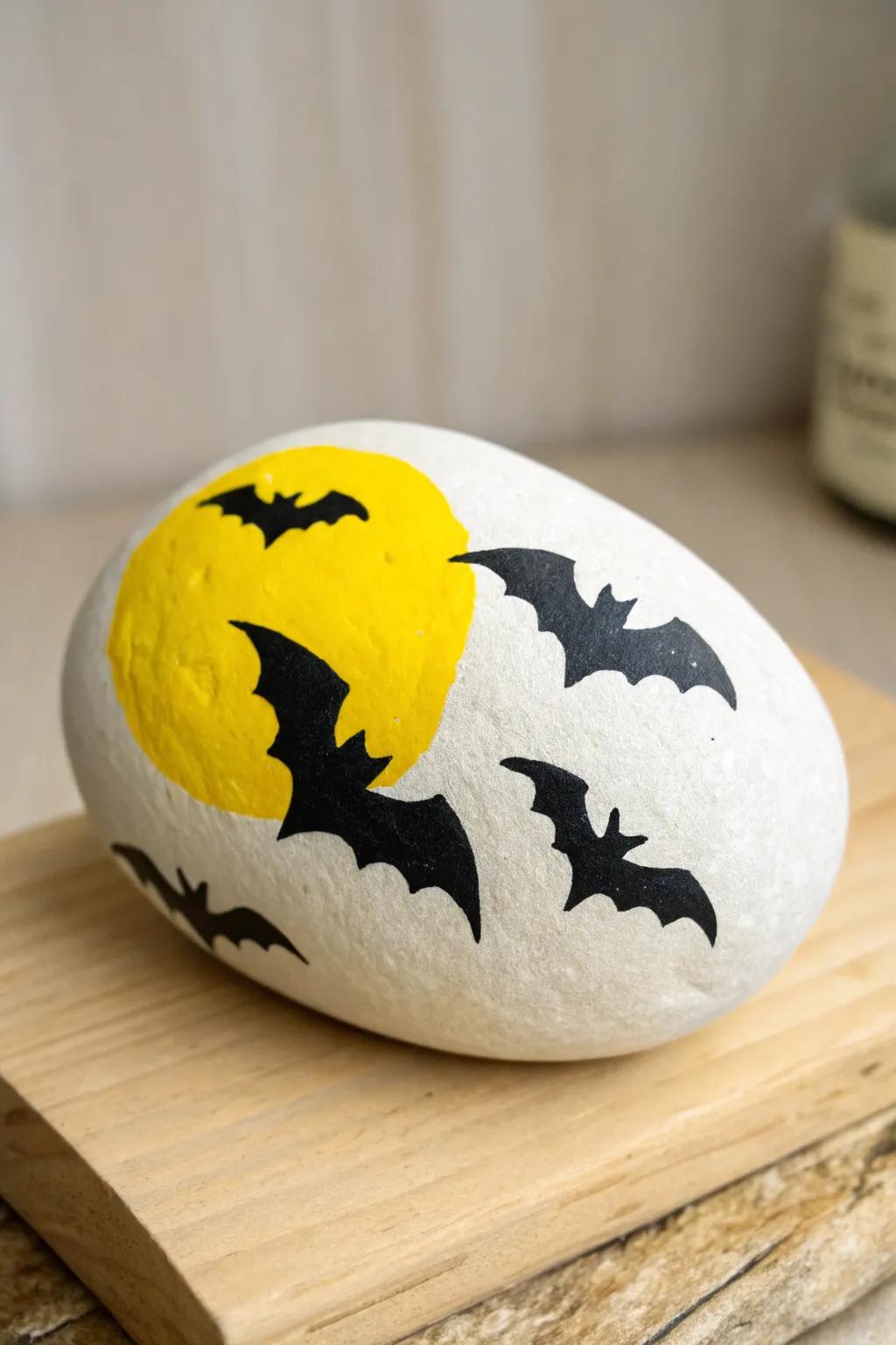 Elevate your All Hallow's Eve ornamentation using minimalist chiropteran stone artistry – where simplicity satisfies striking elegance.