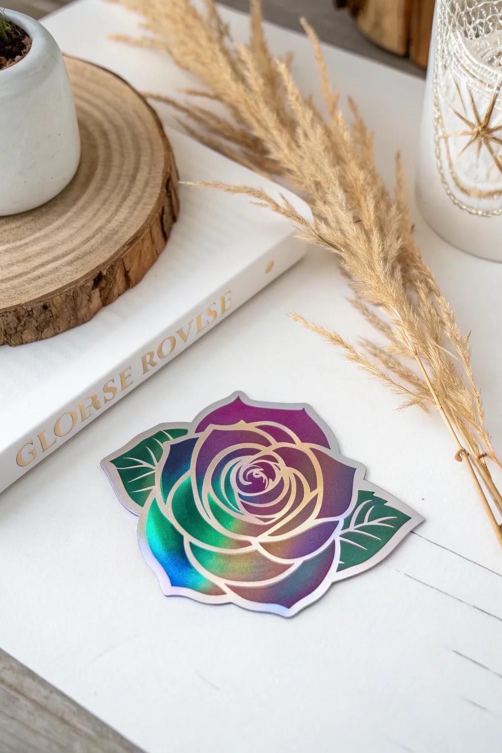 Turn your space with the captivating appeal of iridescent flower-powered artistry.