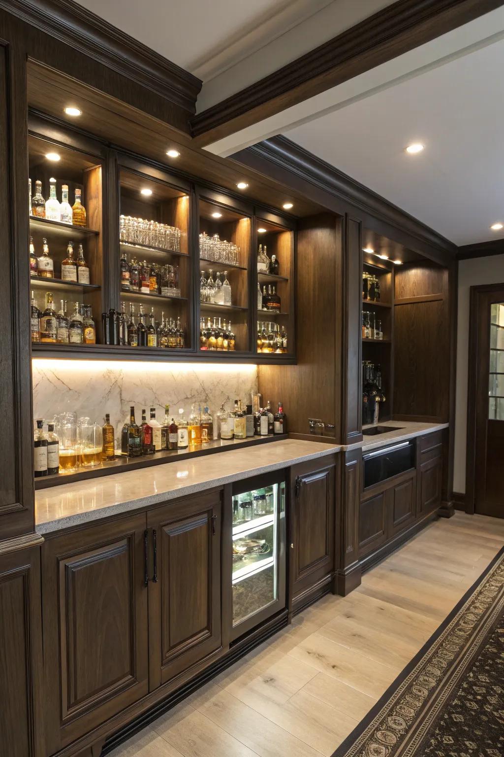 Clever hidden spaces keep your whiskey bar neat and elegant.