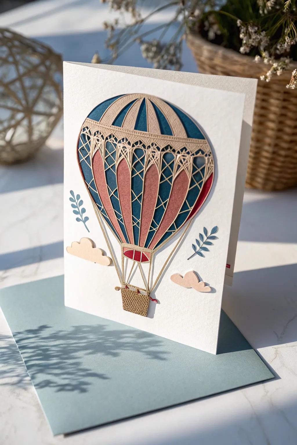 Enhance your card-making with a shadow effect that adds depth and elegance to your hot air balloon designs. 🌈✨