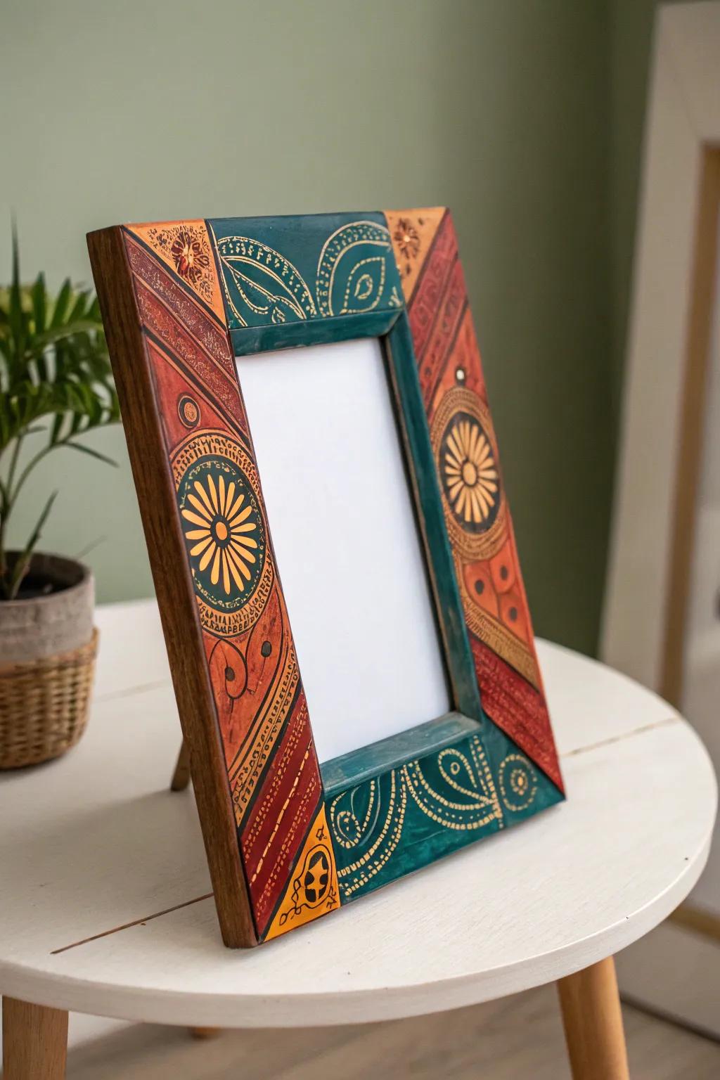 Transform a simple frame into a masterpiece through vibrant colors and elaborate patterns. Unleash your inventiveness!
