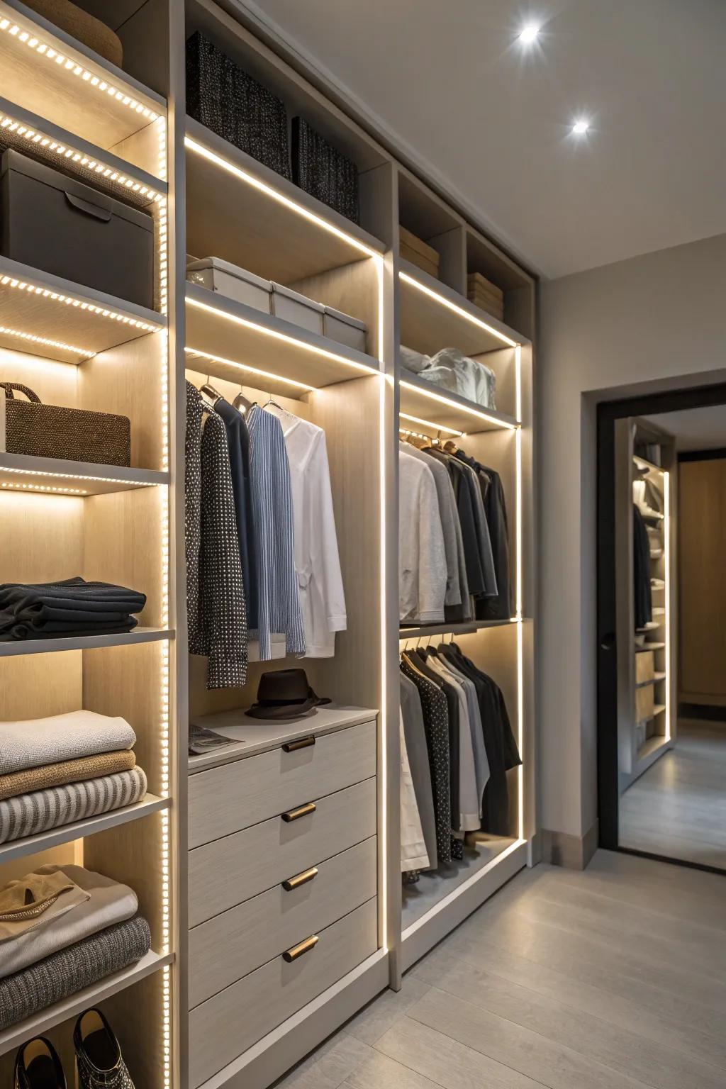 Improved lighting ensures clarity and visibility in deep closets.