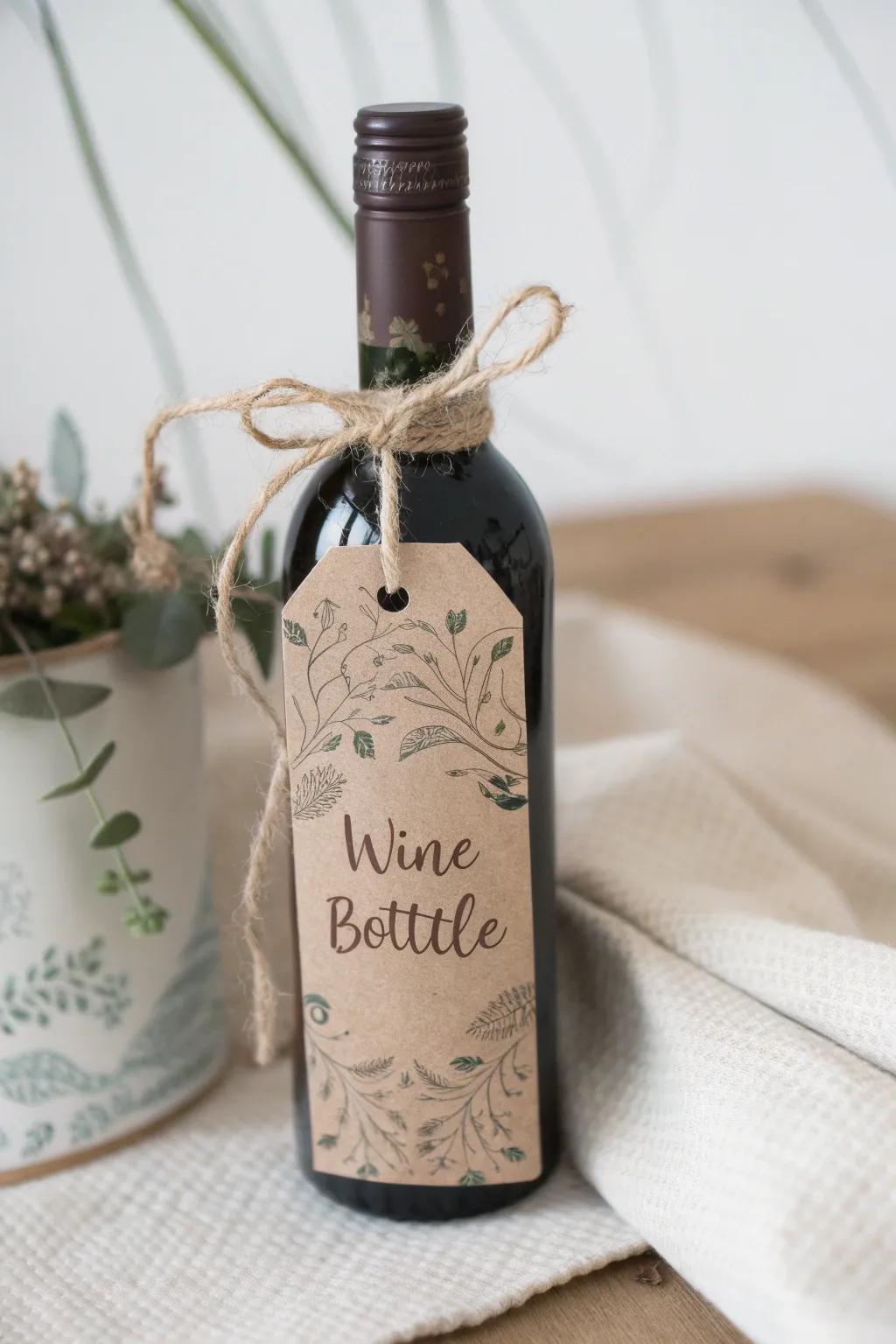 Incorporate a personal element to your wine present through a handcrafted label which echoes from the heart.