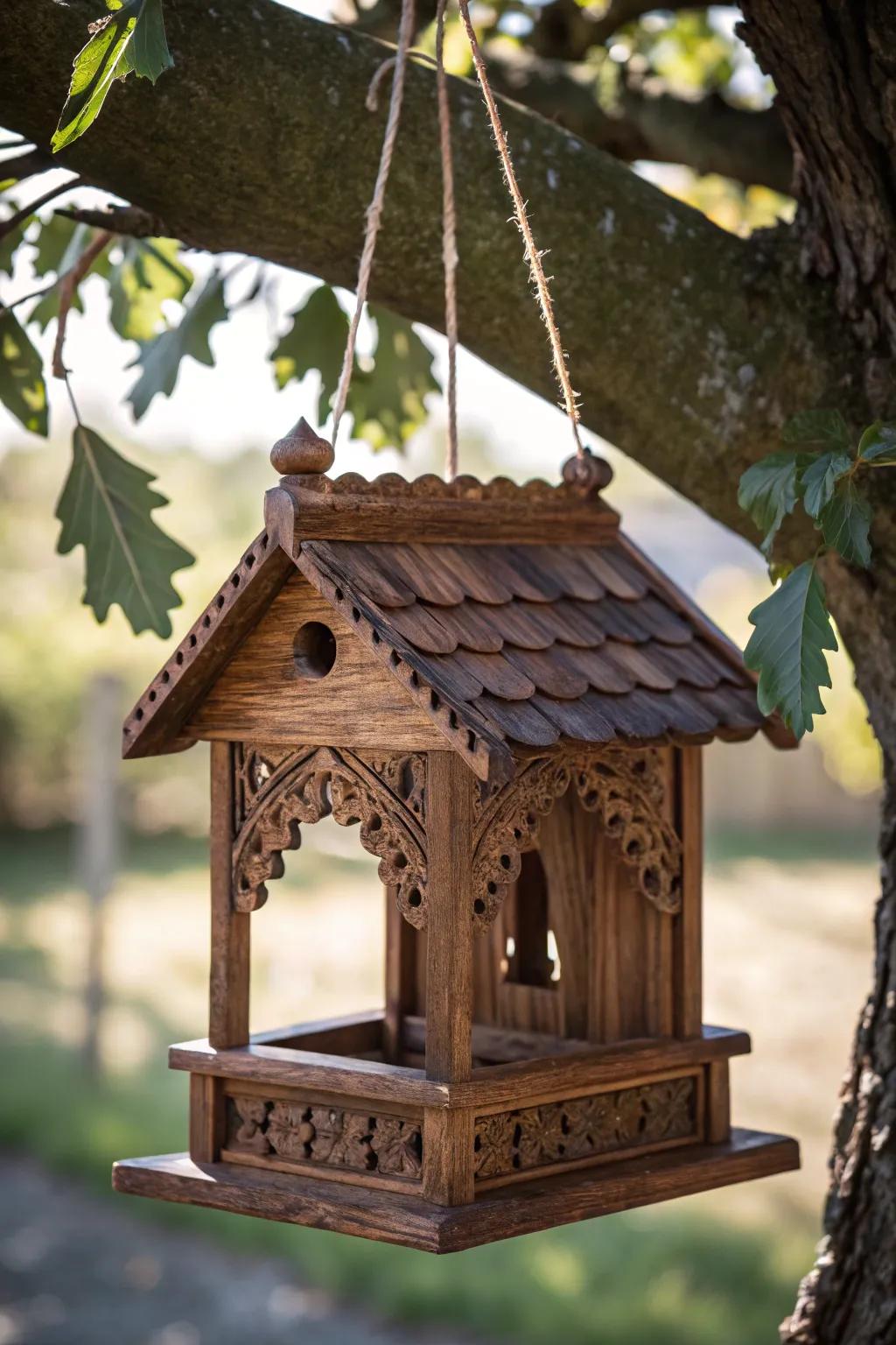 Welcome nature into your garden via this exquisitely crafted timber fauna diner.