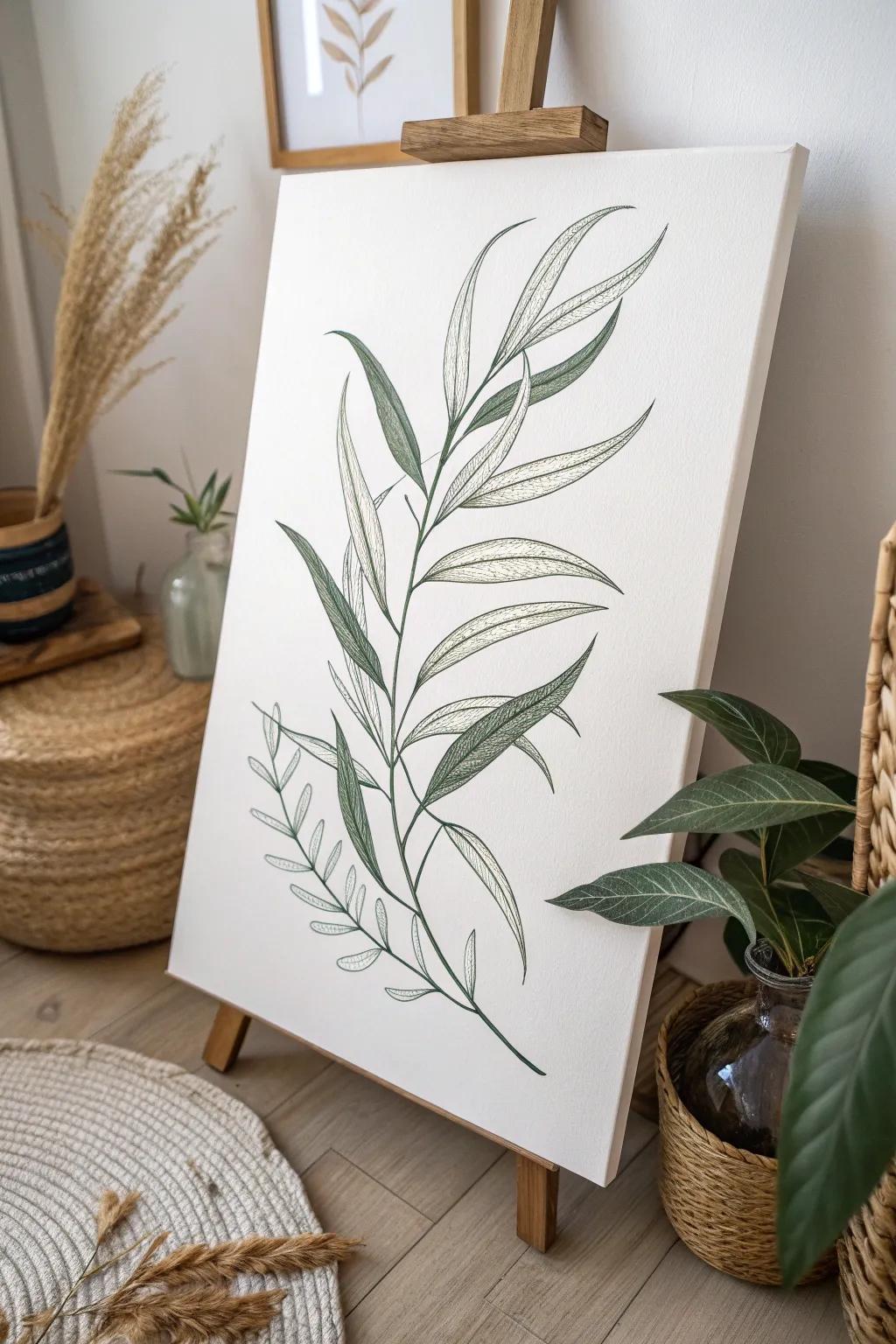 Appreciate the beauty of nature with this whimsical brookside willow leaf art, ideal for adding a sense of motion and grace to your area.