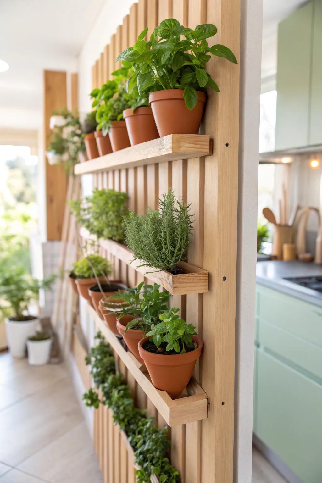 Convert your boundary into a culinary fabric with an upright herb garden—a fusion of simplicity and vibrant beauty. #HerbGarden #ScandinavianStyle