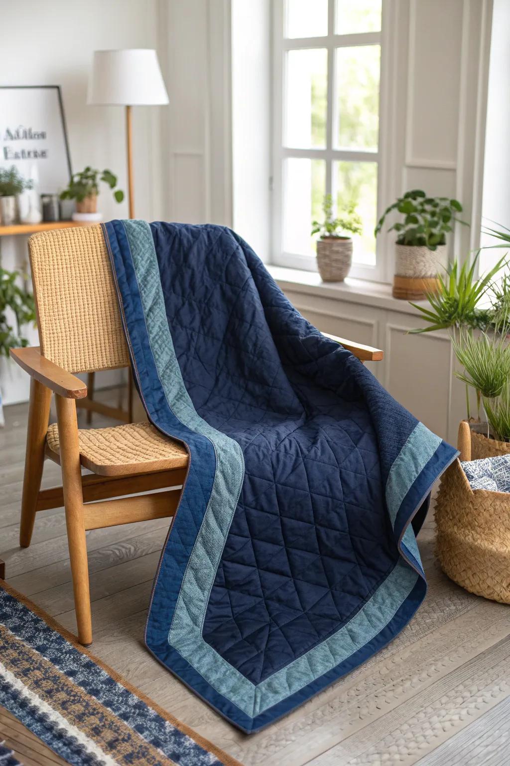 Embrace the elegance of simplicity with a bold, minimalistic quilt border.