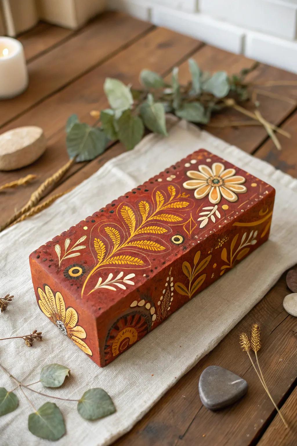 Transform your decor with seasonal decorated bricks—simple, yet striking artistry that brings warmth and charm to any area.